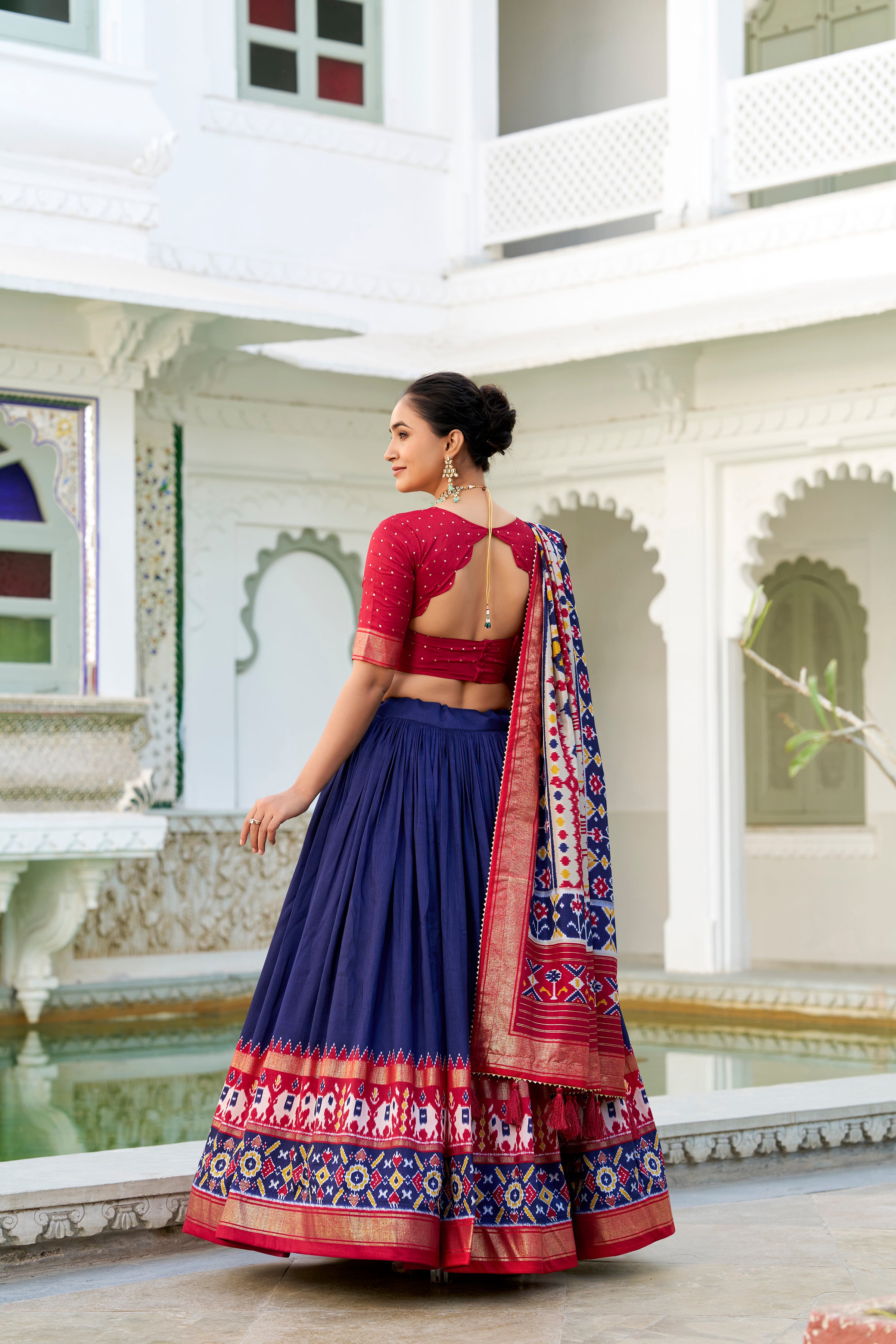 Tussar Silk Patola Printed Lehenga With Dupatta