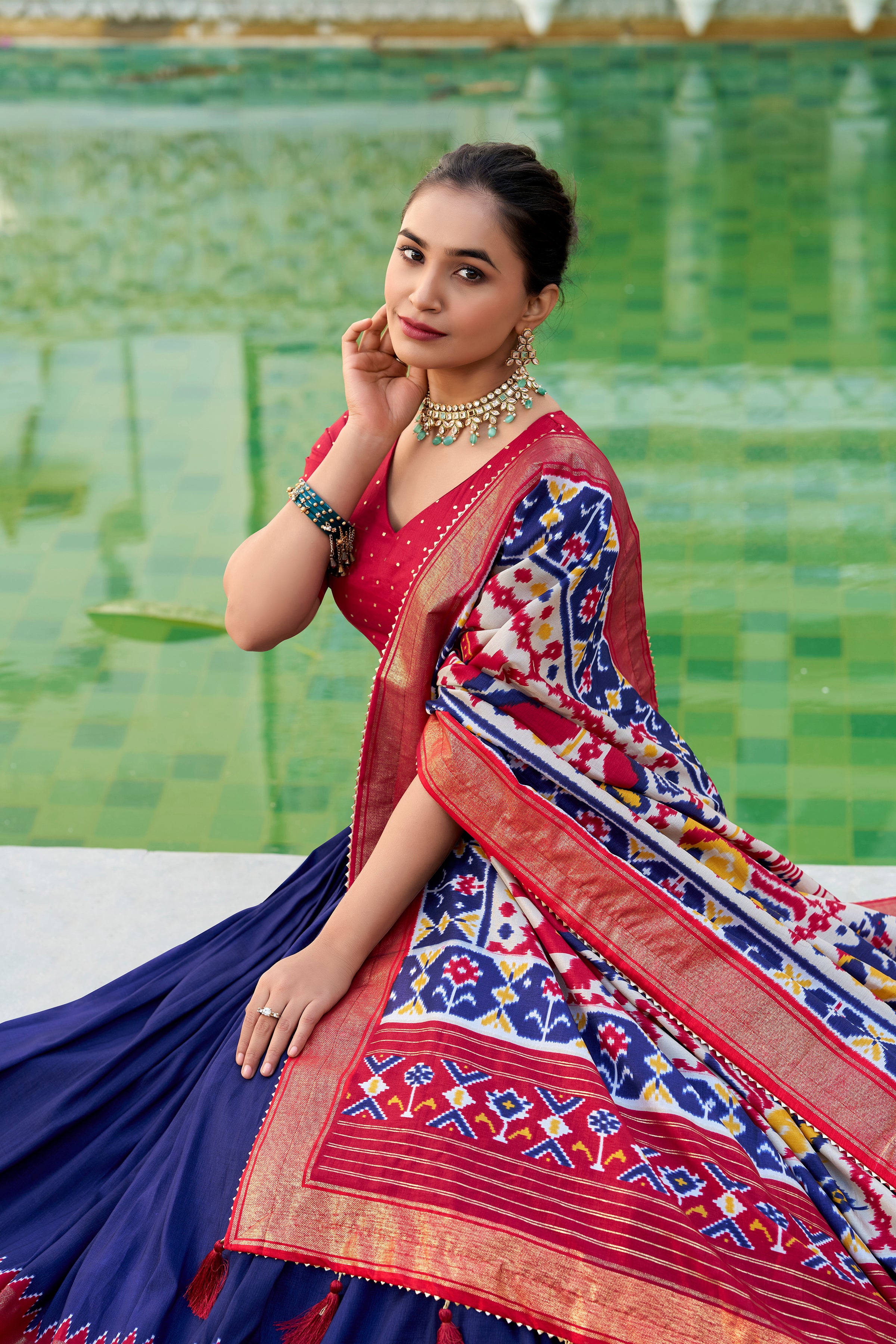 Tussar Silk Patola Printed Lehenga With Dupatta