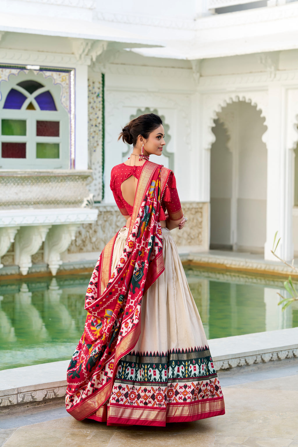 Tussar Silk Patola Printed Lehenga With Dupatta