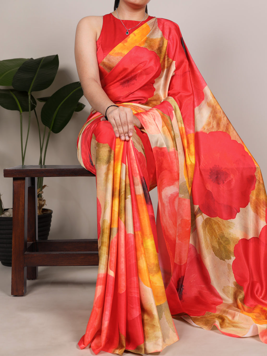 Satin Silk Printed Saree