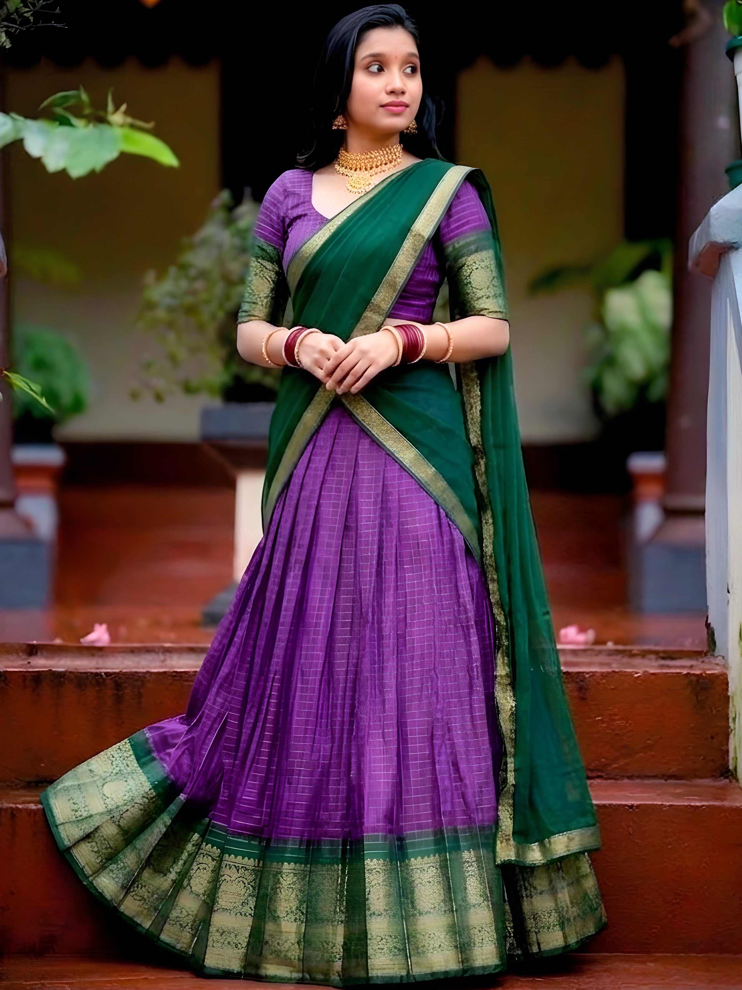 Dola Chex Zari Weaving Lehenga With Dupatta