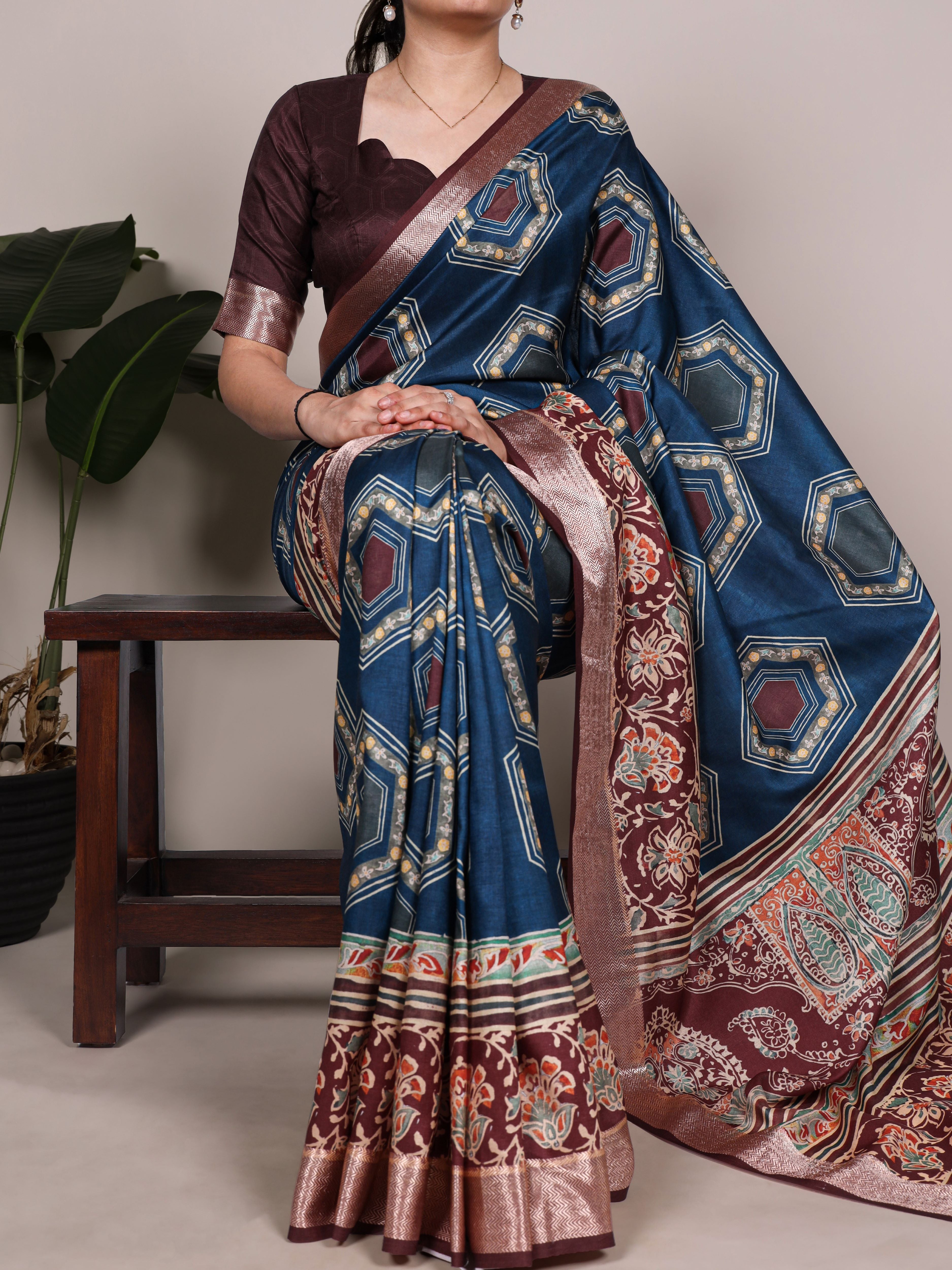 Tussar Silk Printed Saree