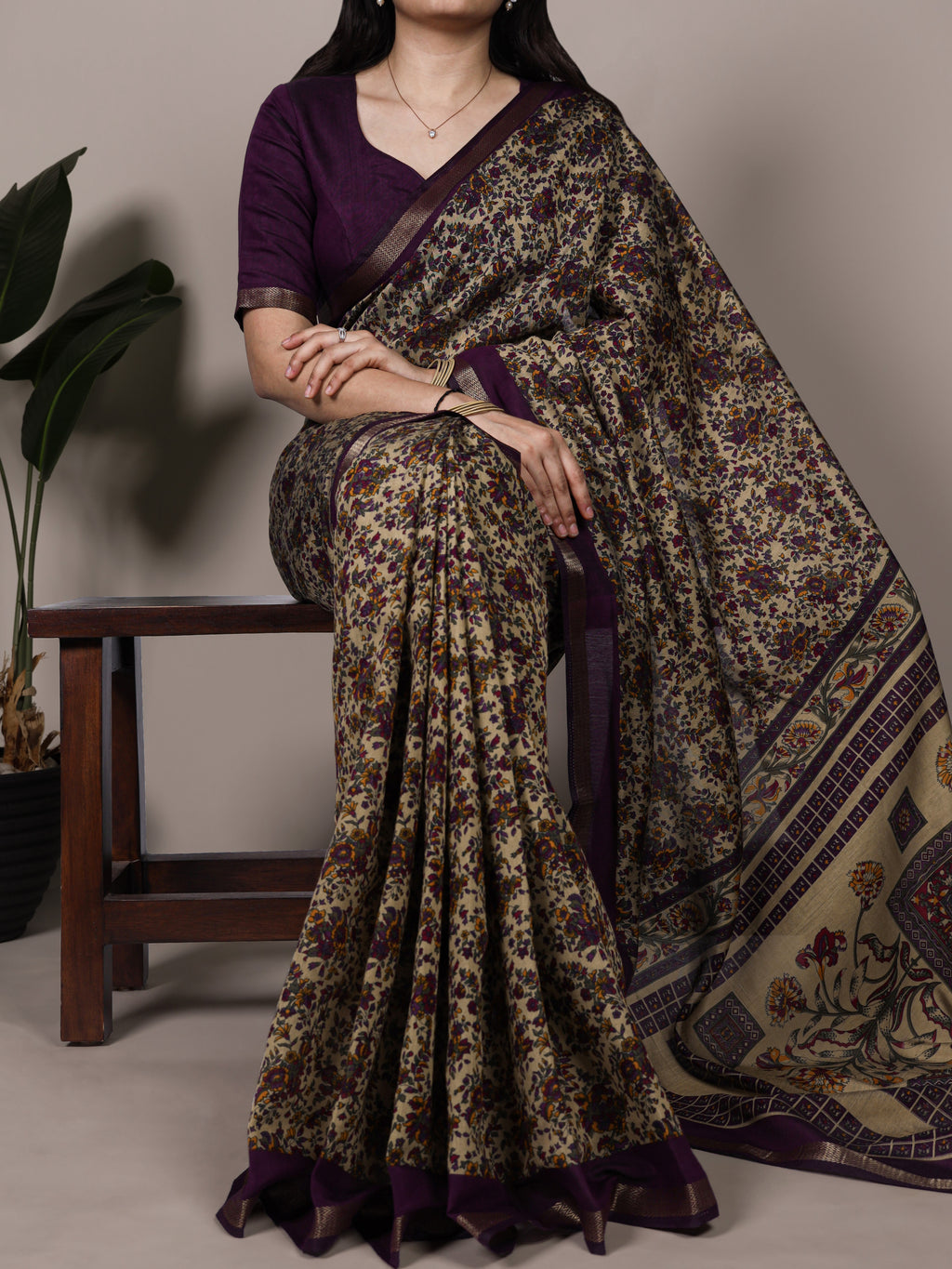 Chanderi Printed Zari Weaving Saree