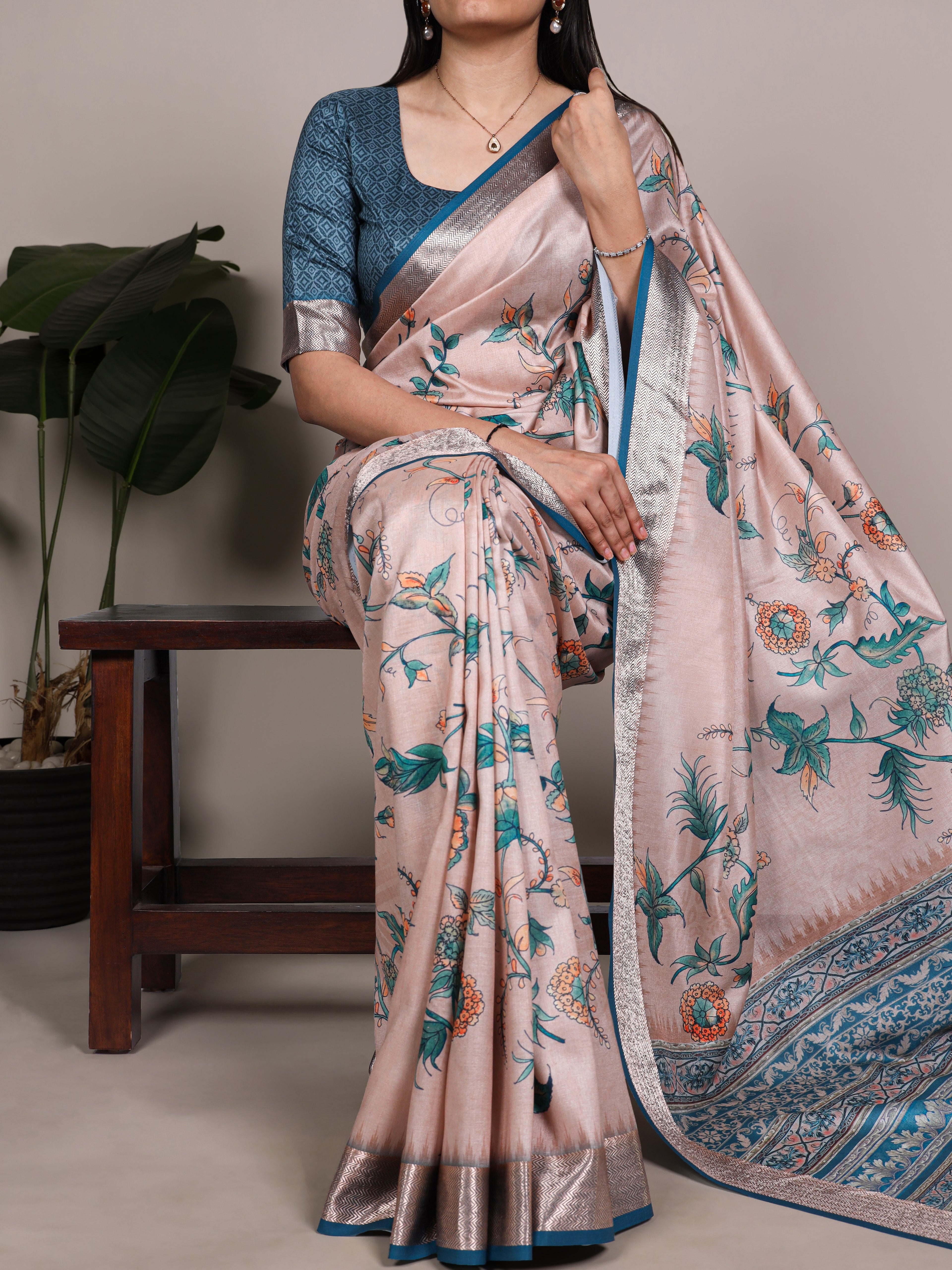 Tussar Silk Printed Saree