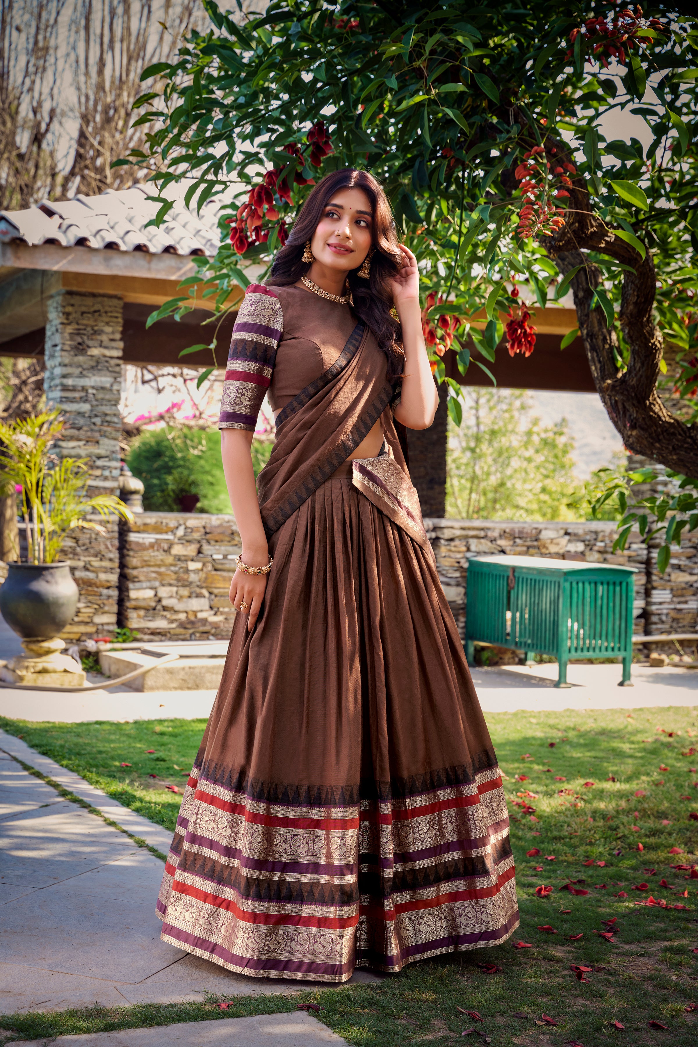 Pure Chanderi Plain Lehenga For Women