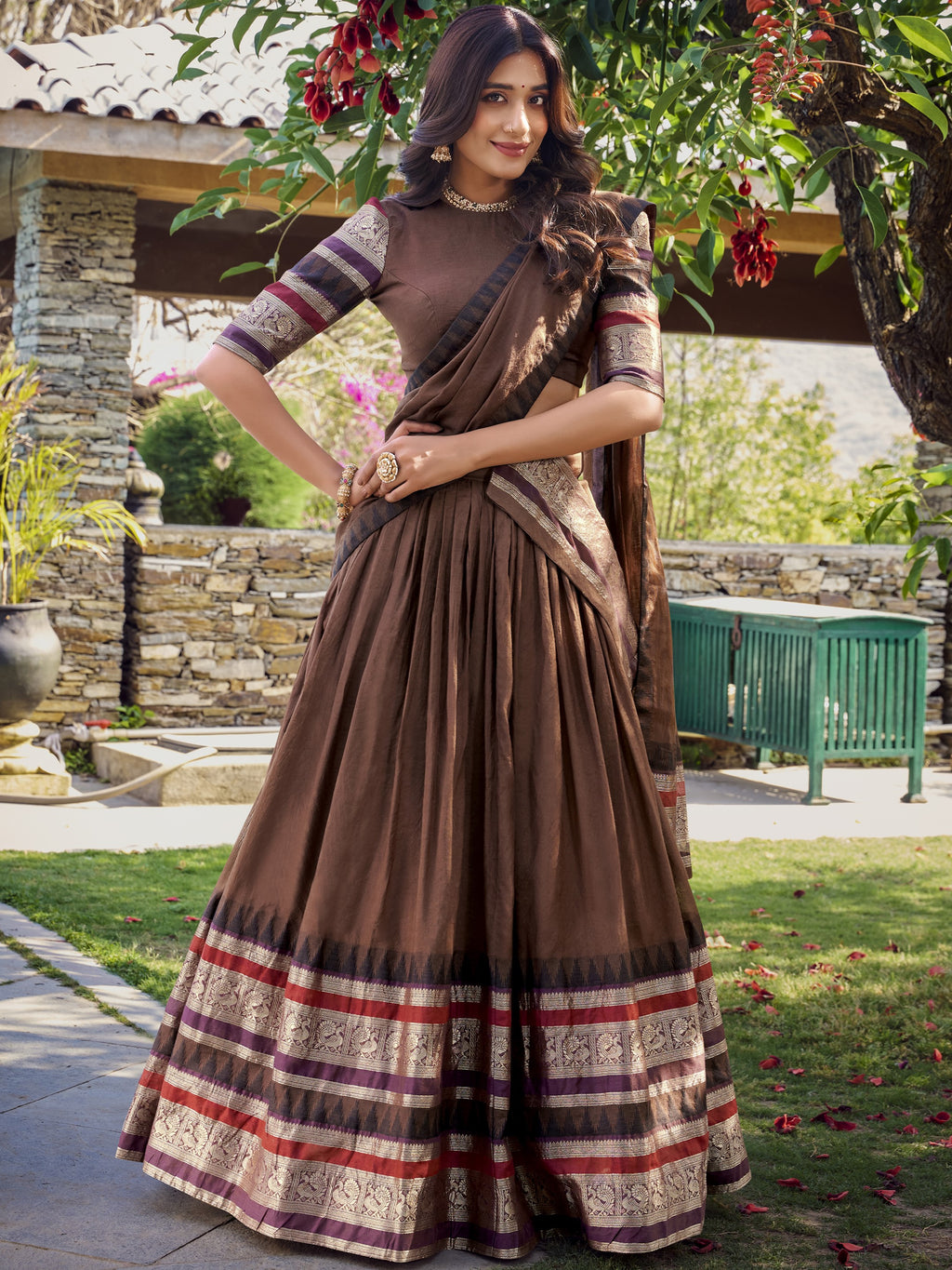 Pure Chanderi Plain Lehenga For Women