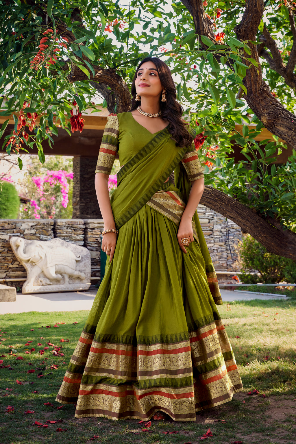 Pure Chanderi Plain Lehenga For Women