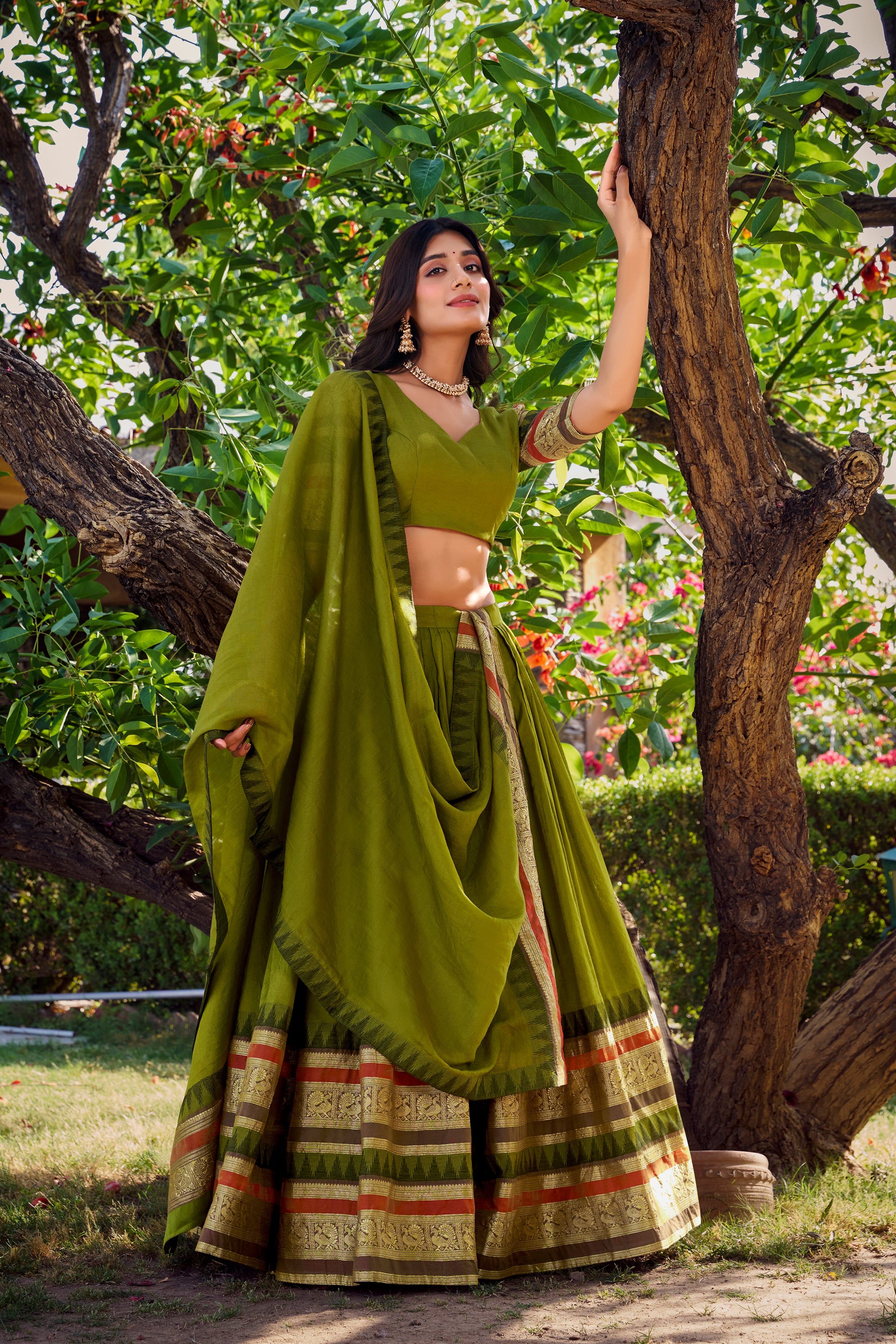 Pure Chanderi Plain Lehenga For Women