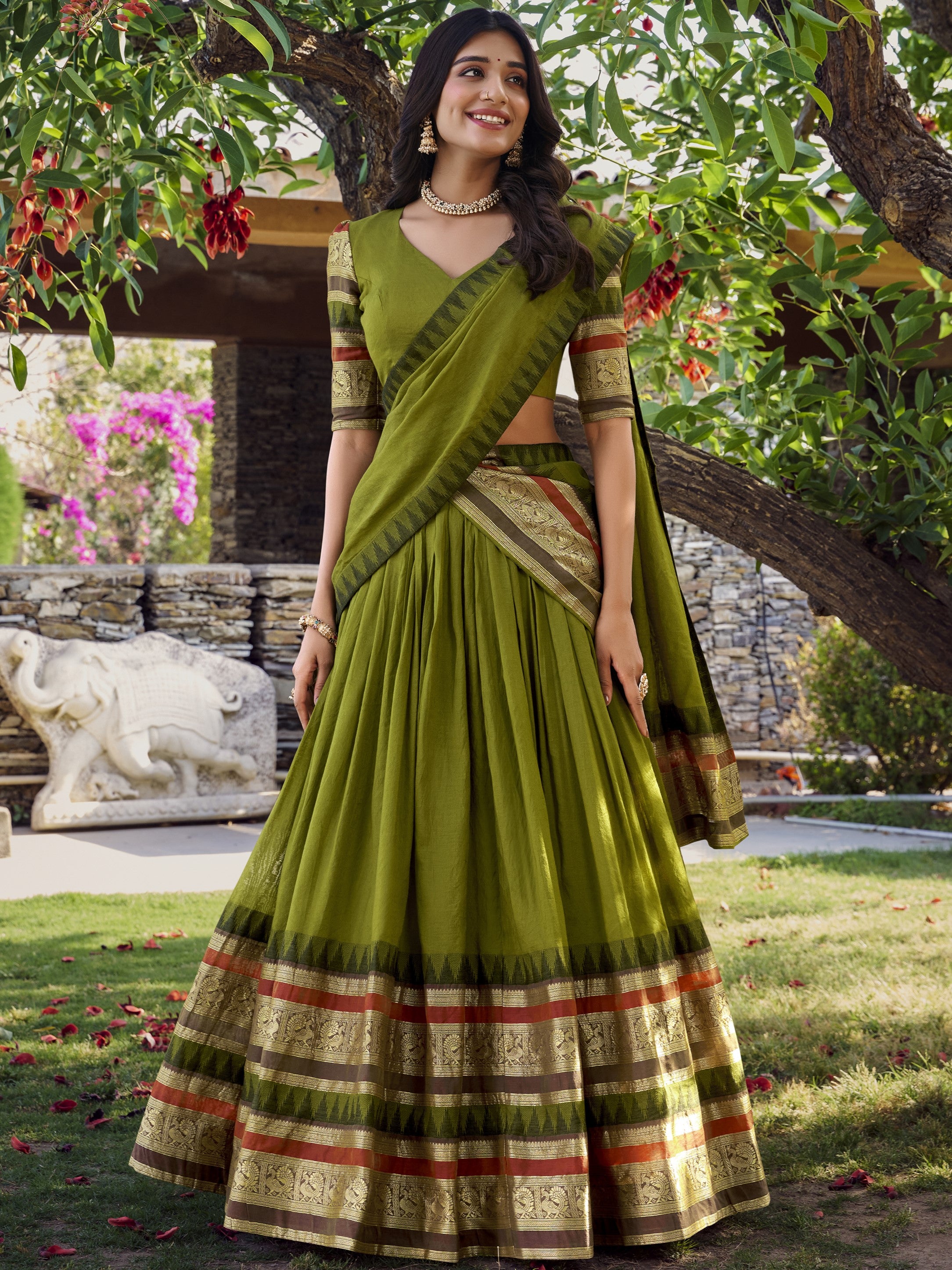Pure Chanderi Plain Lehenga For Women