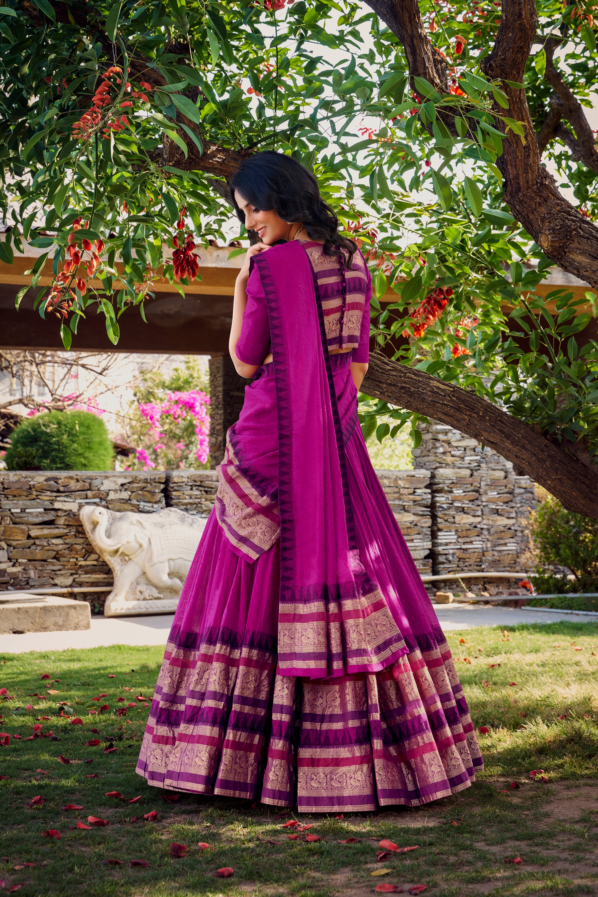 Pure Chanderi Plain Lehenga For Women