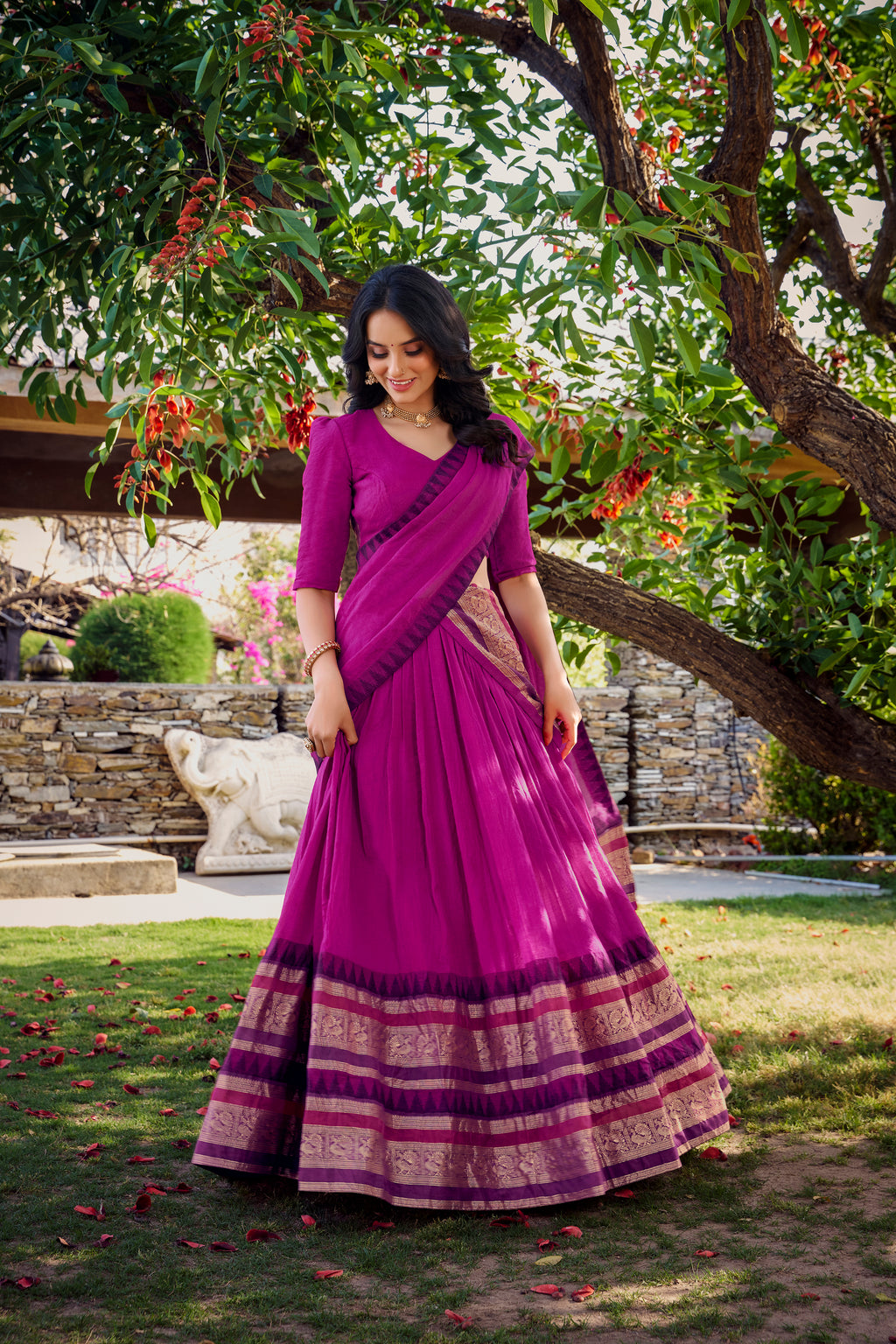 Pure Chanderi Plain Lehenga For Women