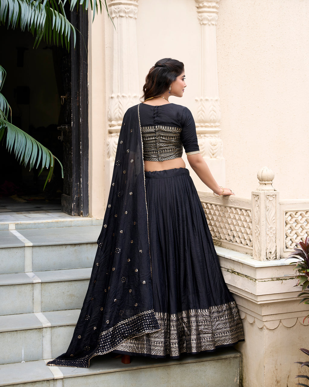 Pure Chanderi Plain Zari Weaving Lehenga With Dupatta