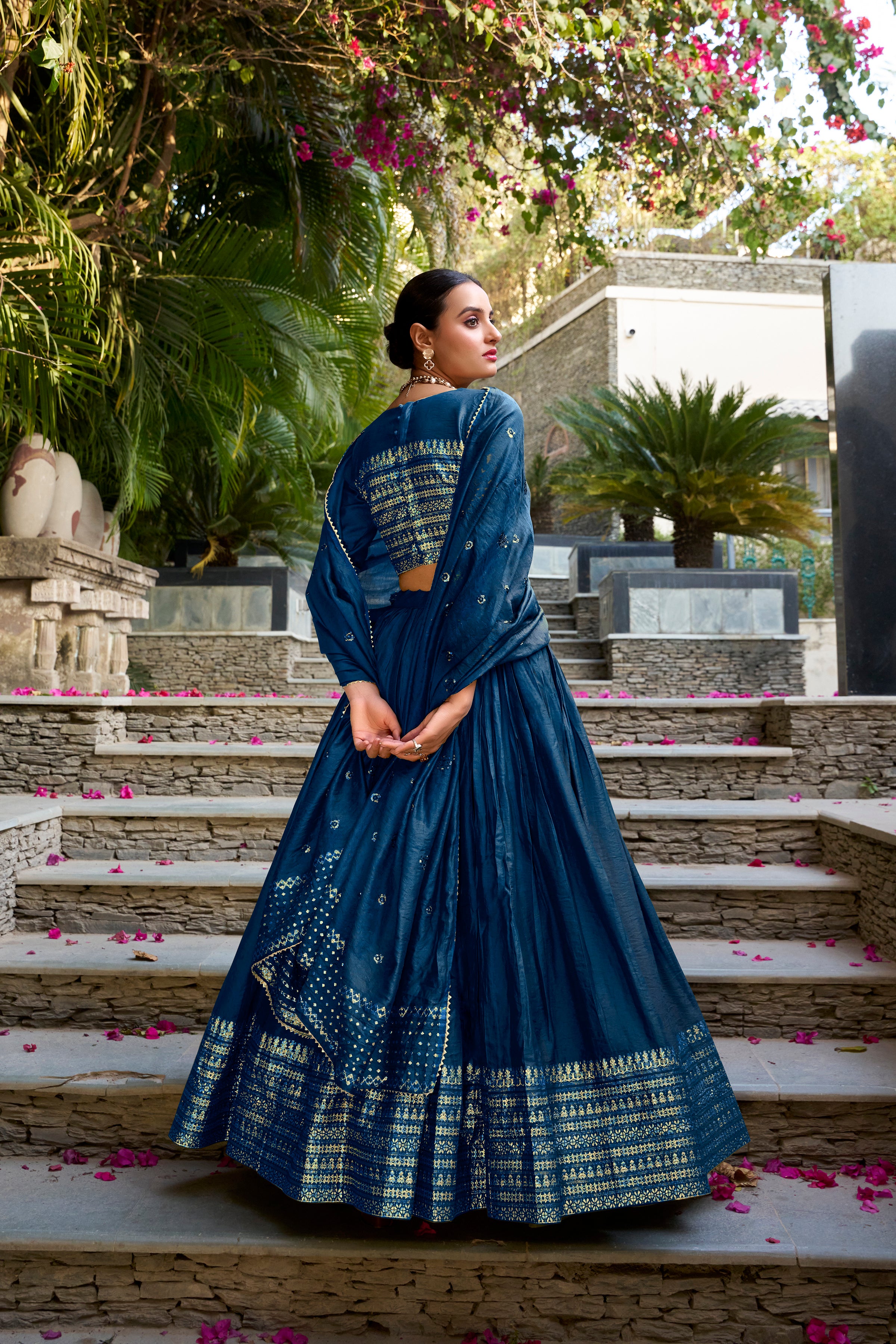 Pure Chanderi Plain Zari Weaving Lehenga With Dupatta