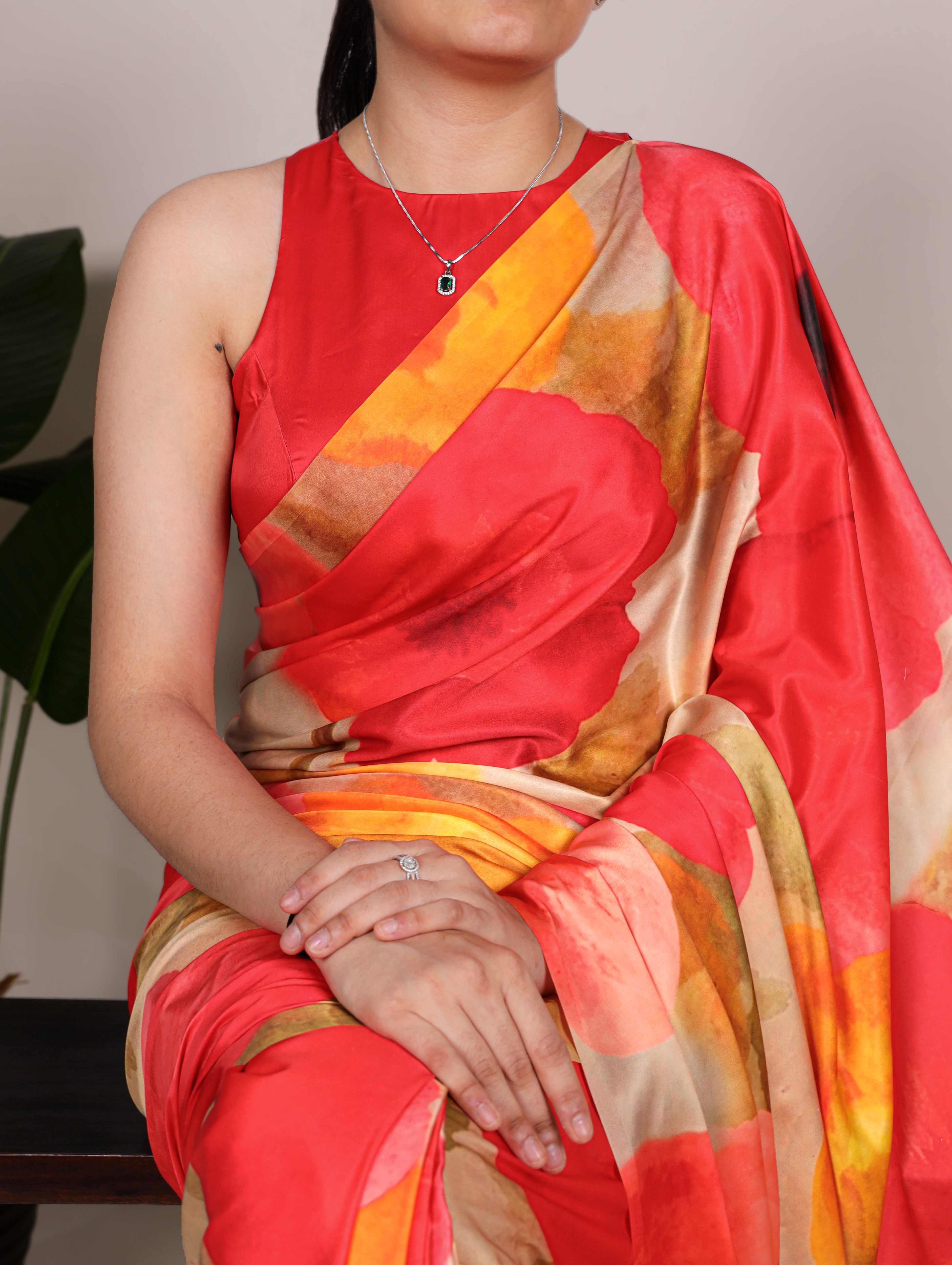 Satin Silk Printed Saree
