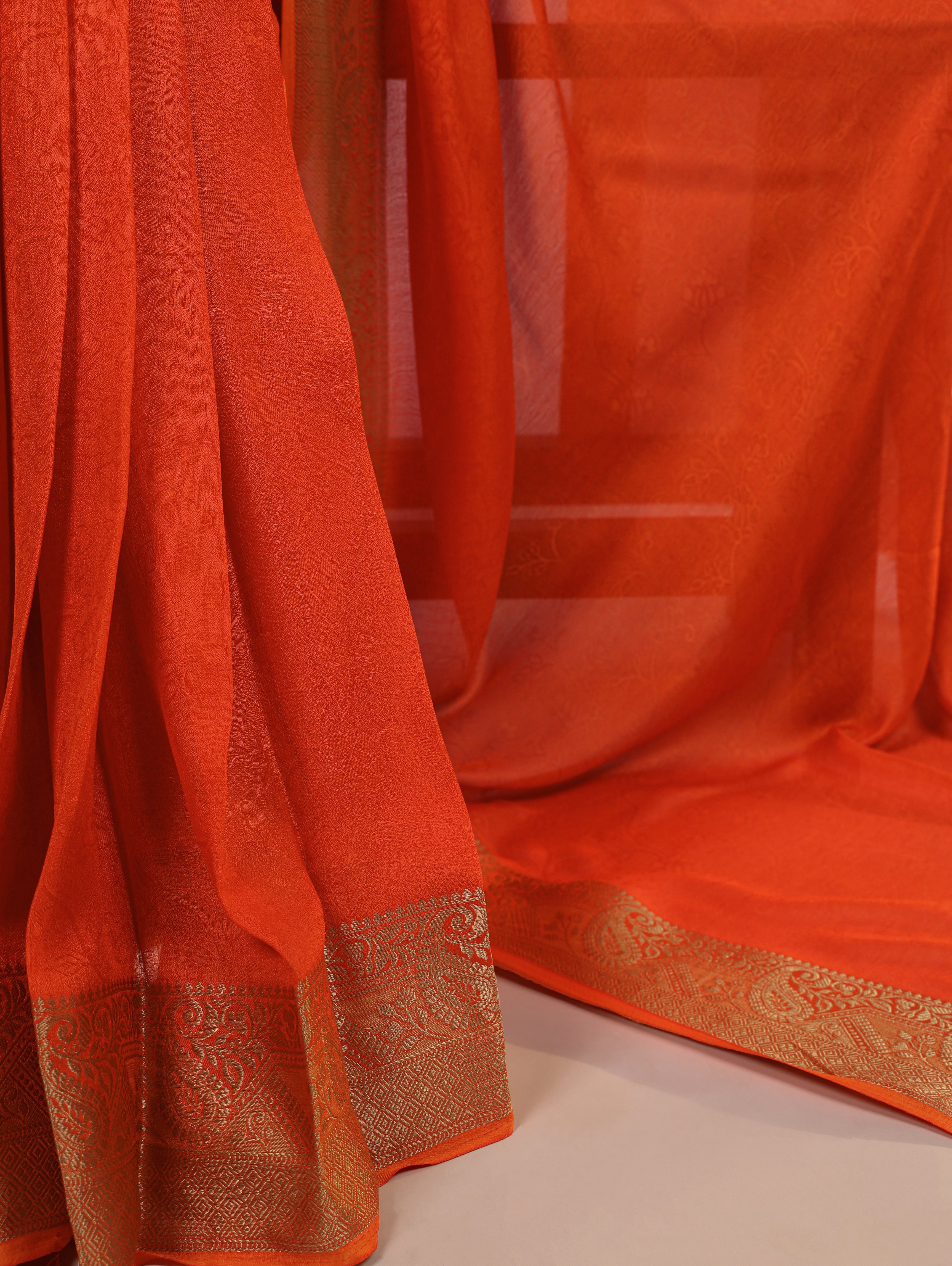 Marsh Mallow Zari Weaving Saree For Women