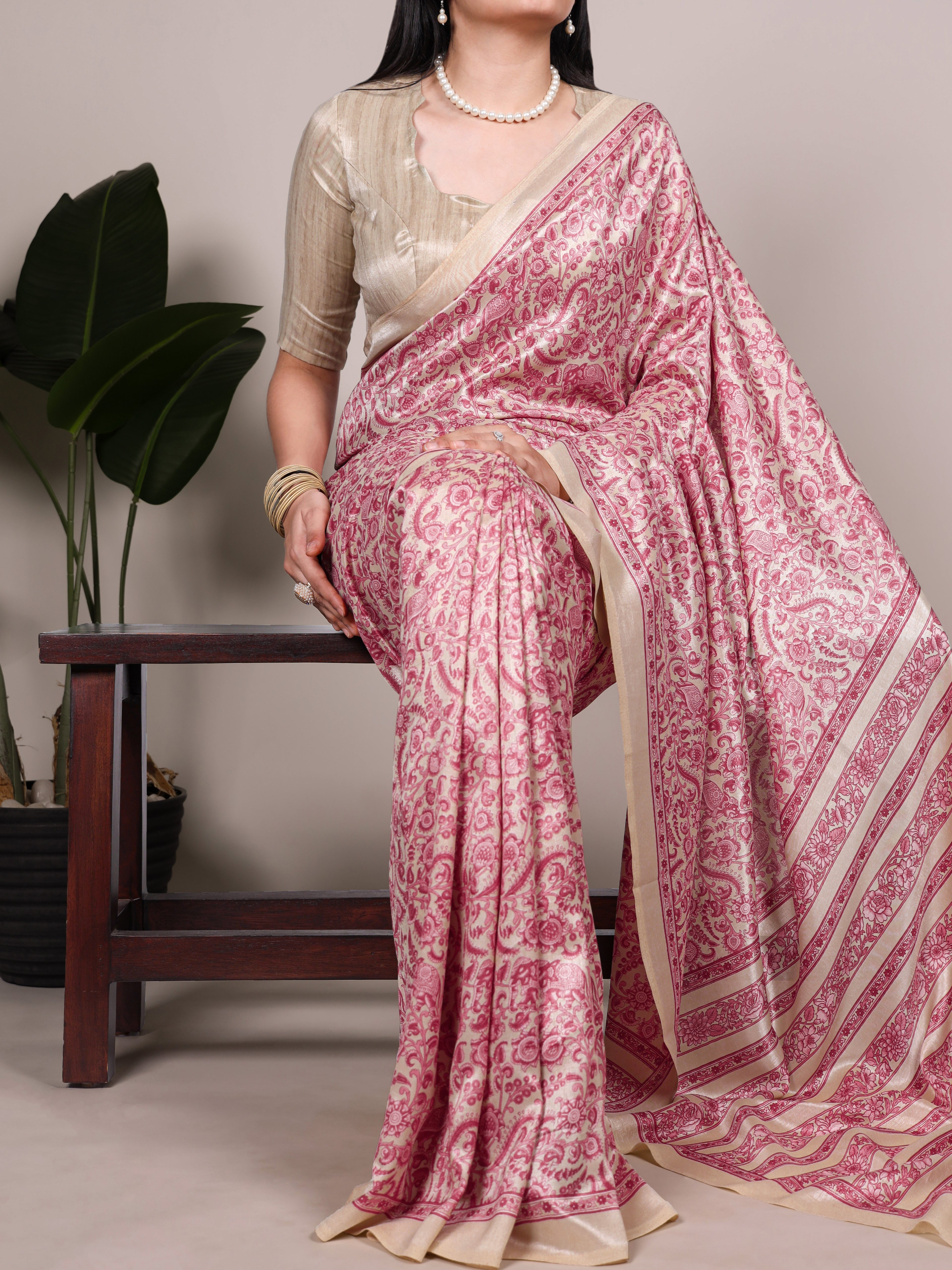 Tussar Silk Printed Saree