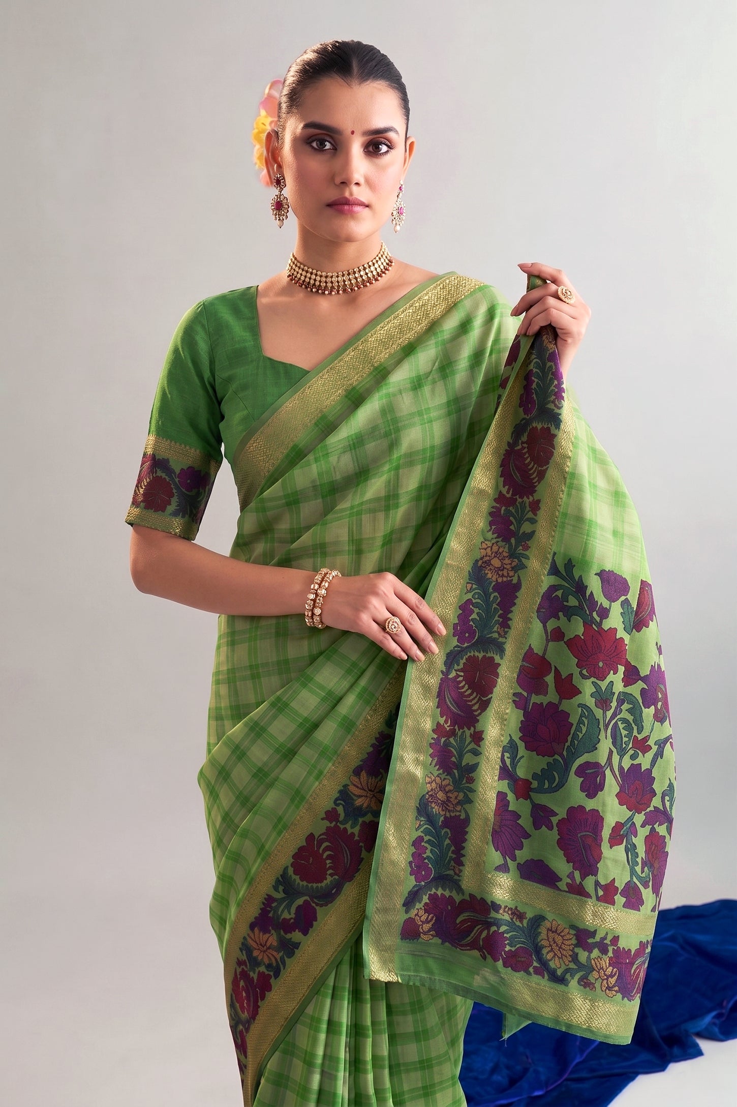 Chanderi Printed Zari Weaving Saree