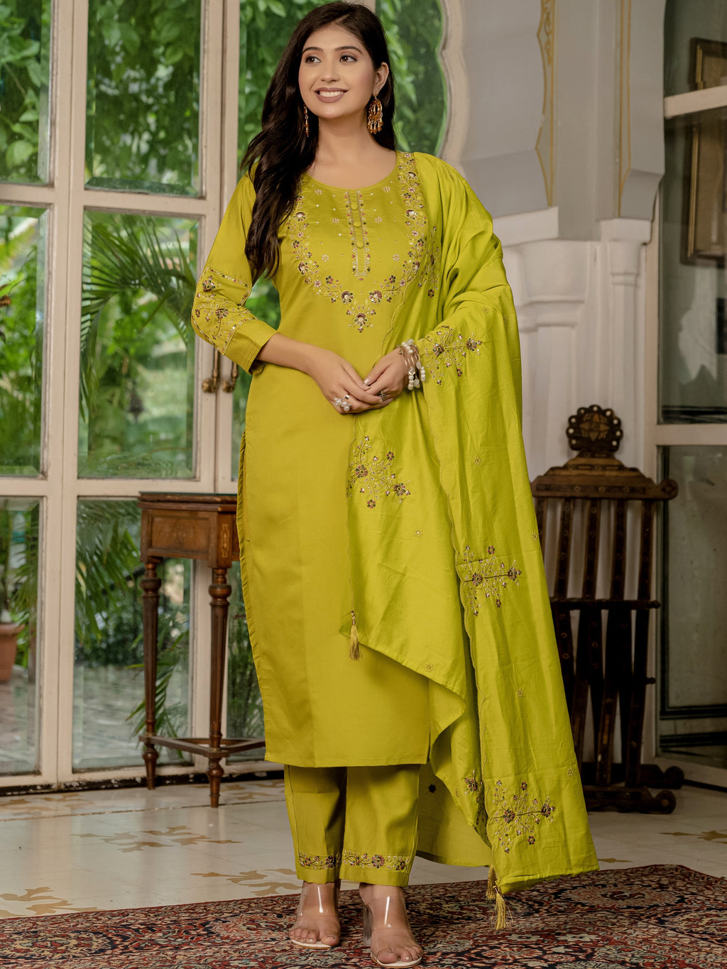 Marina Silk Top Bottom Set  For Women