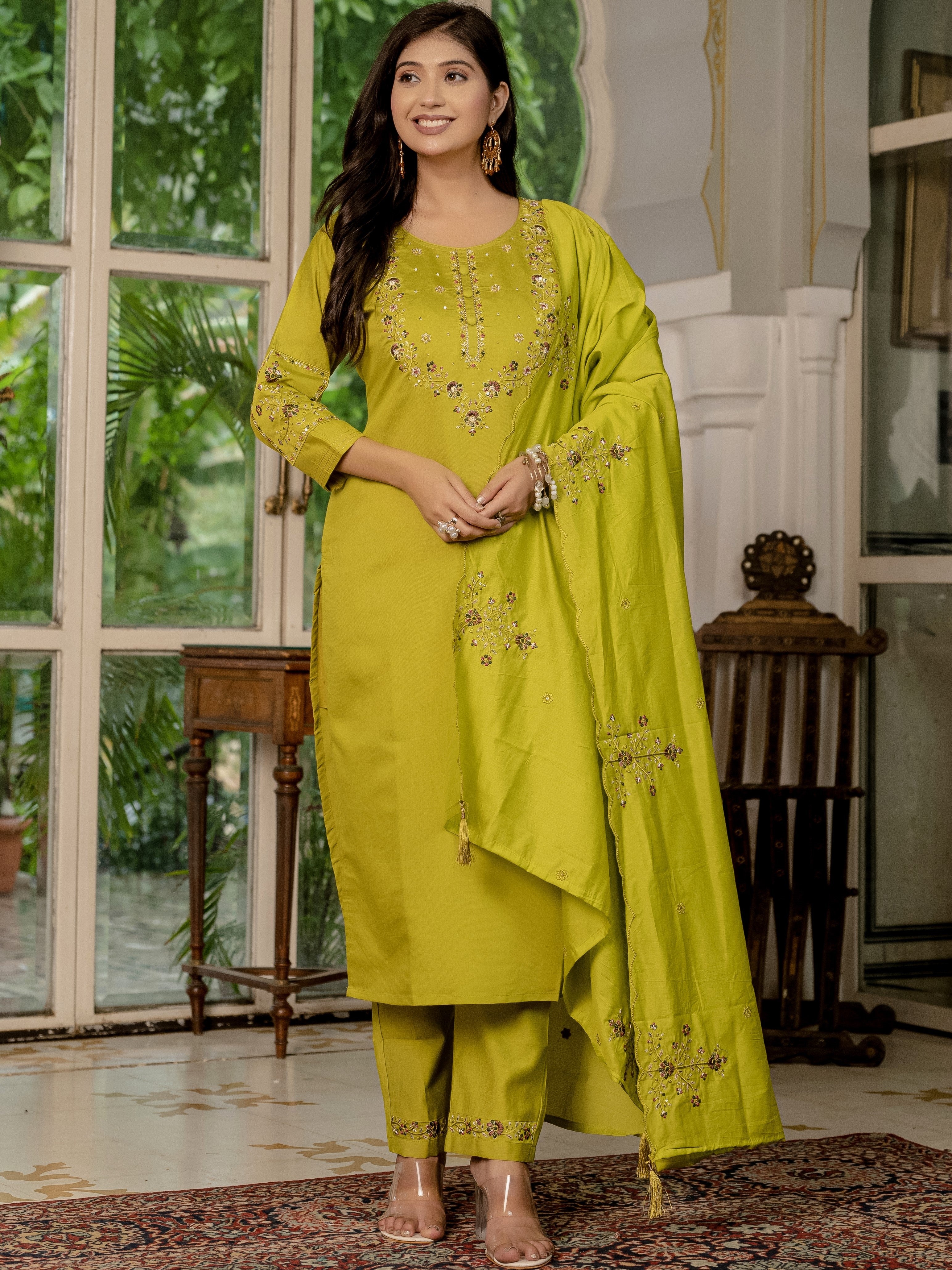 Marina Silk Top Bottom Set  For Women