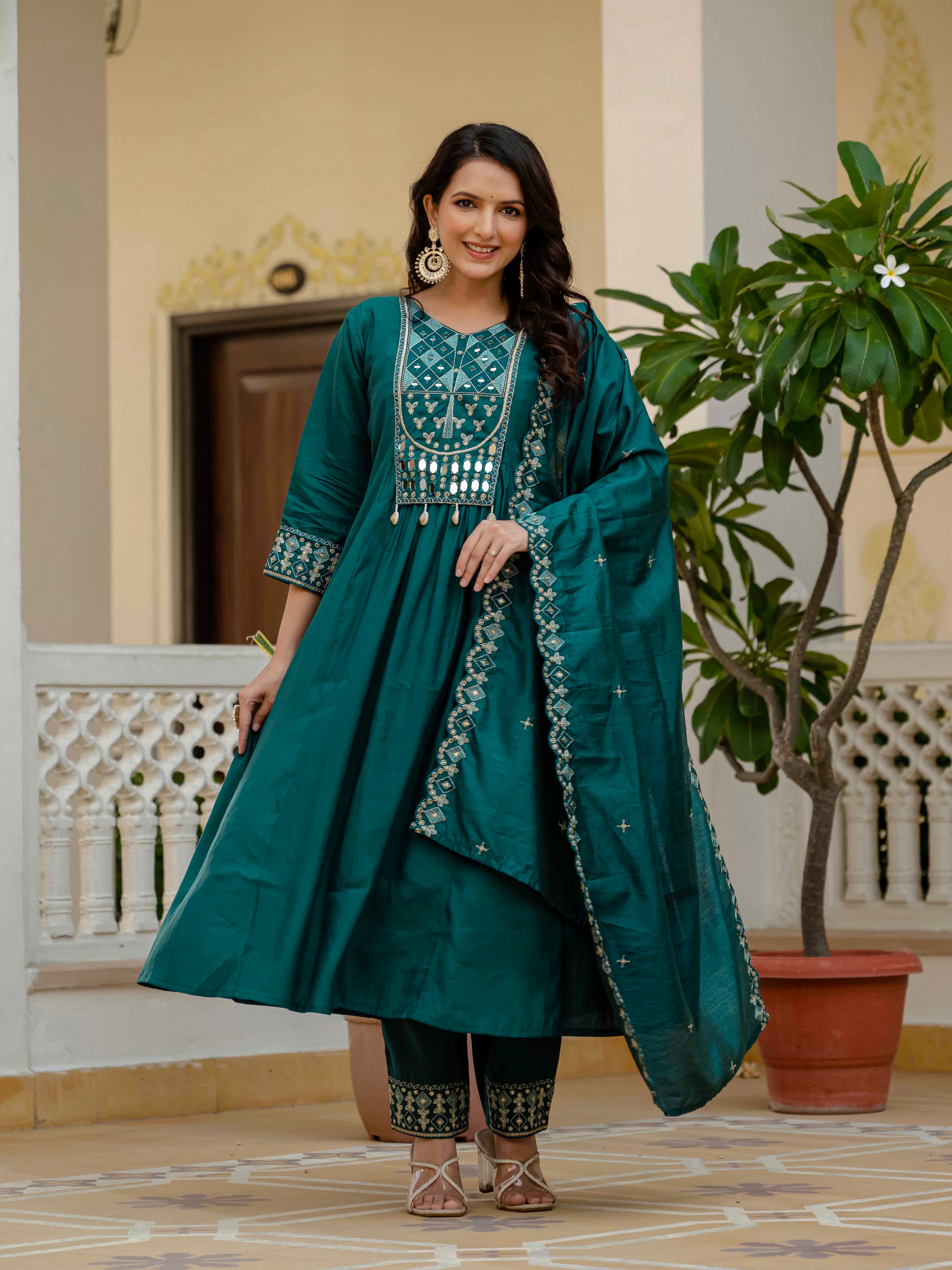 Roman Silk Anarkali Kurti For Women