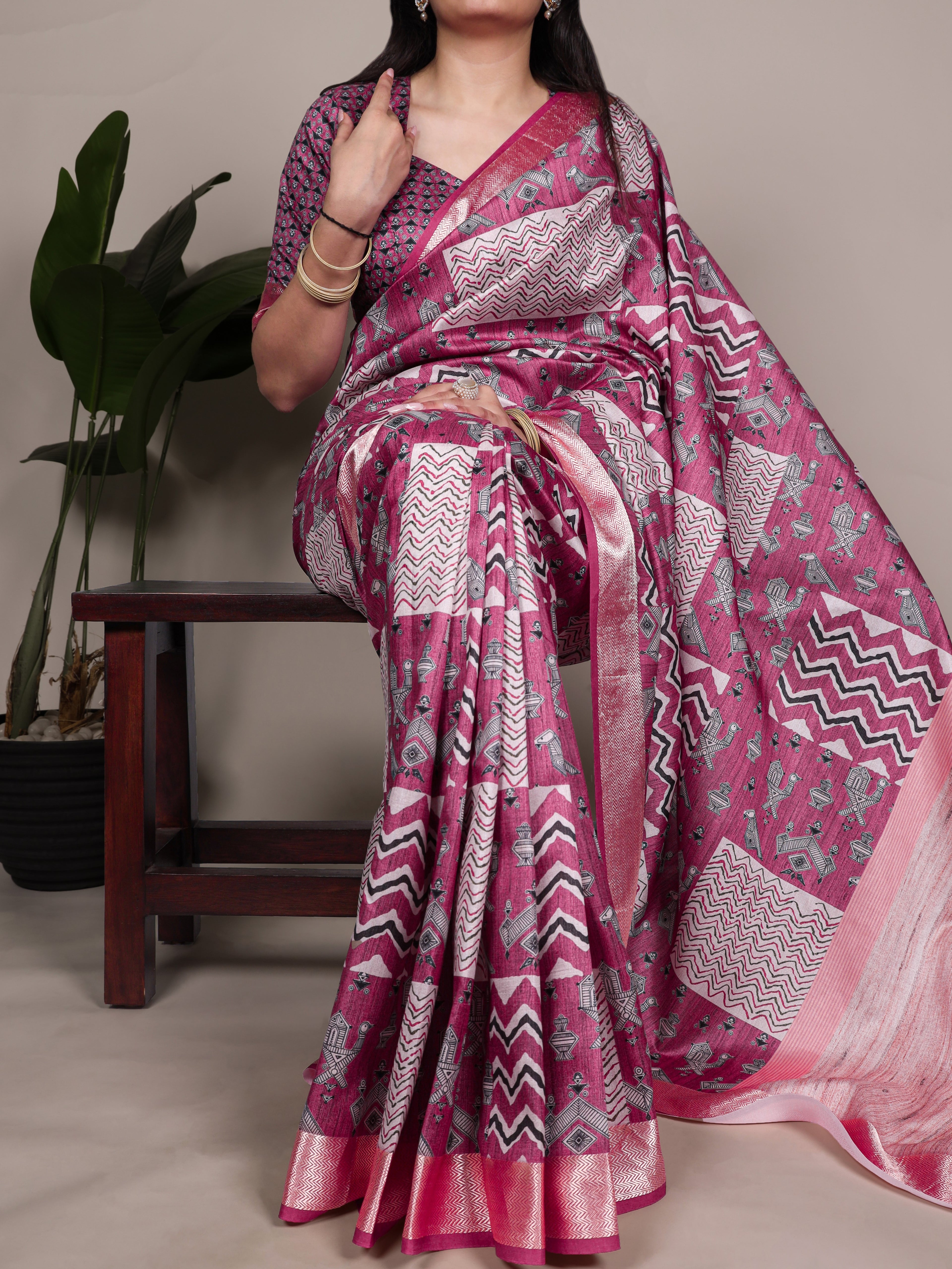 Tussar Silk Printed Saree