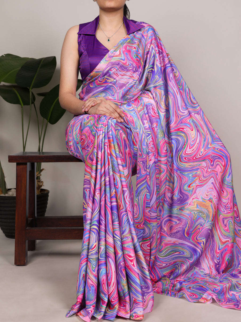 Satin Silk Printed Saree
