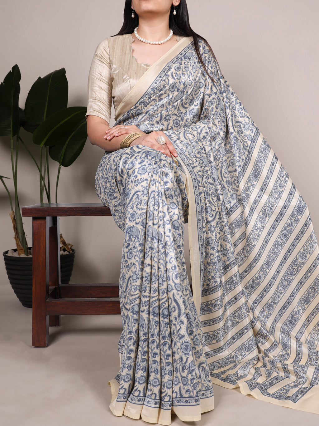Tussar Silk Printed Saree