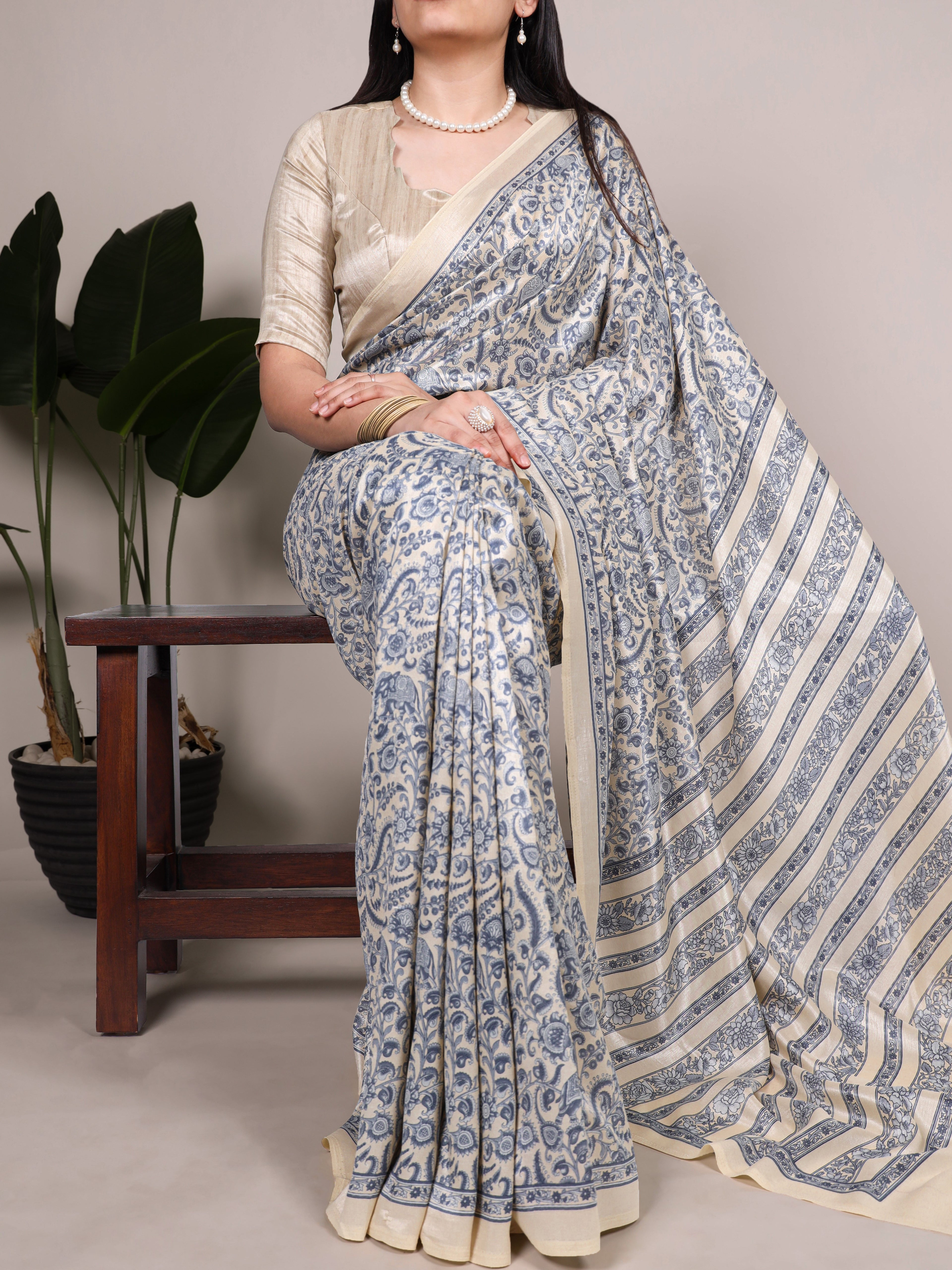 Tussar Silk Printed Saree