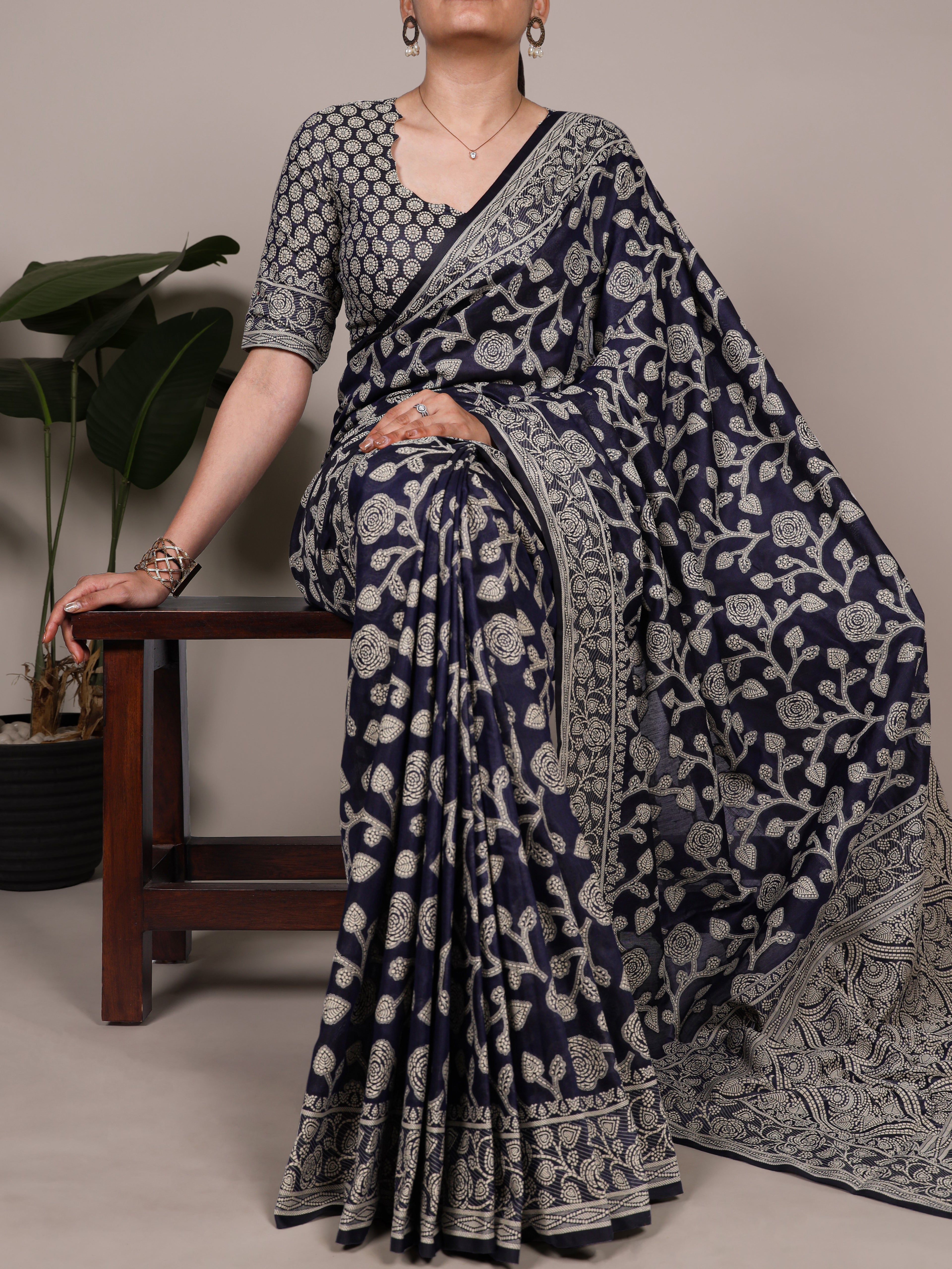 Cotton Silk Floral Printed Saree