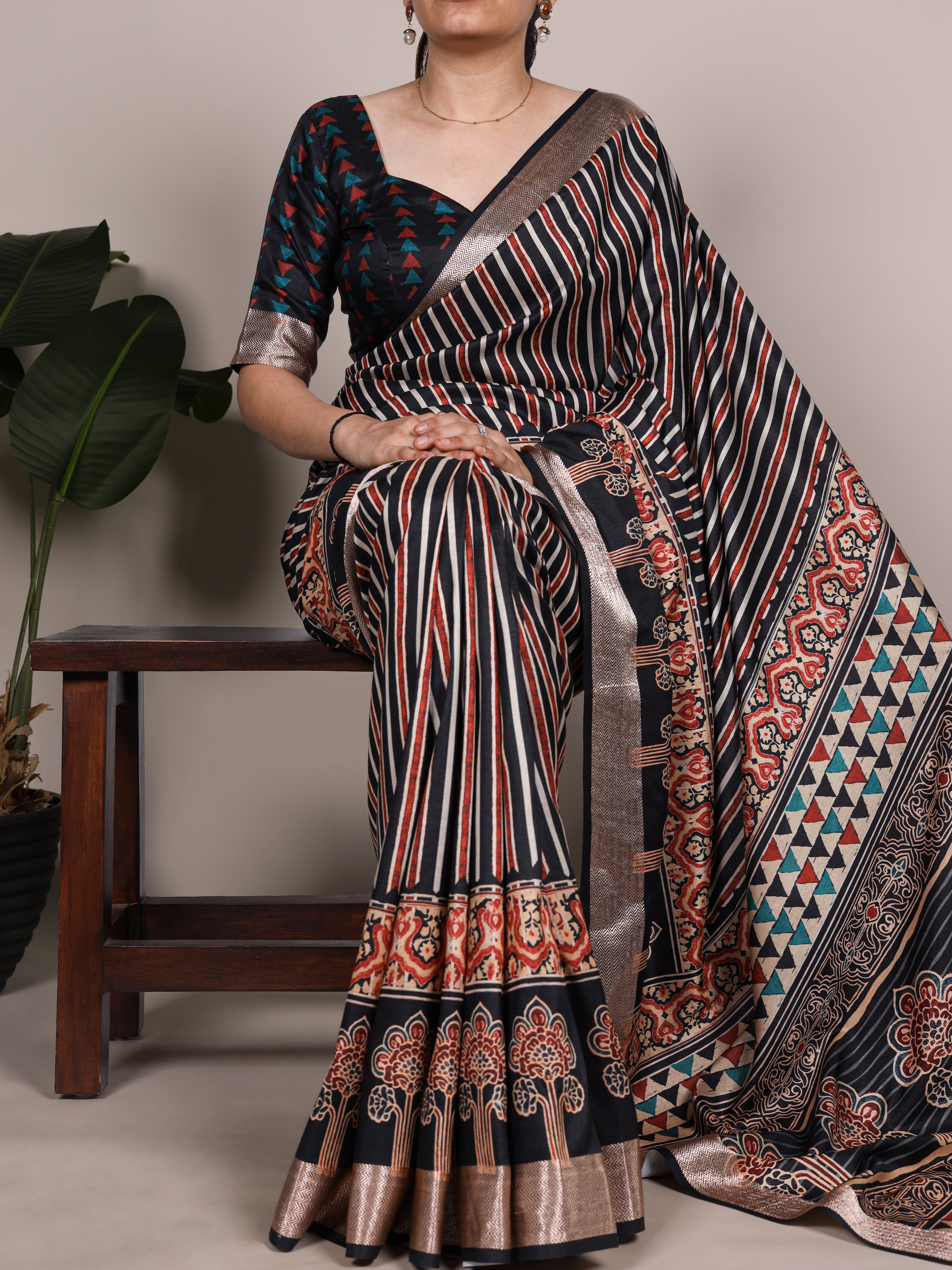 Tussar Silk Printed Saree