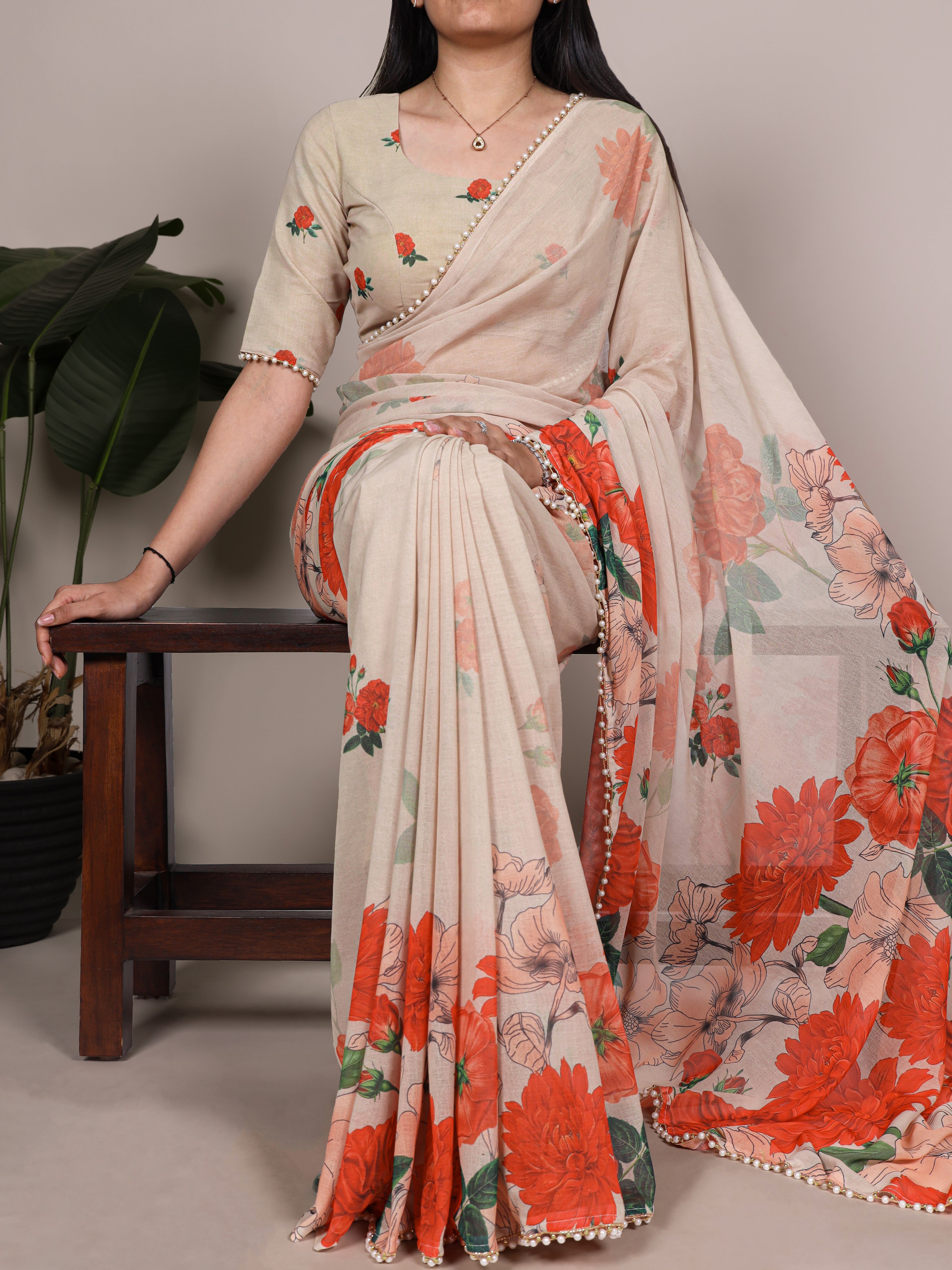 Weightless Marble Floral Printed Saree