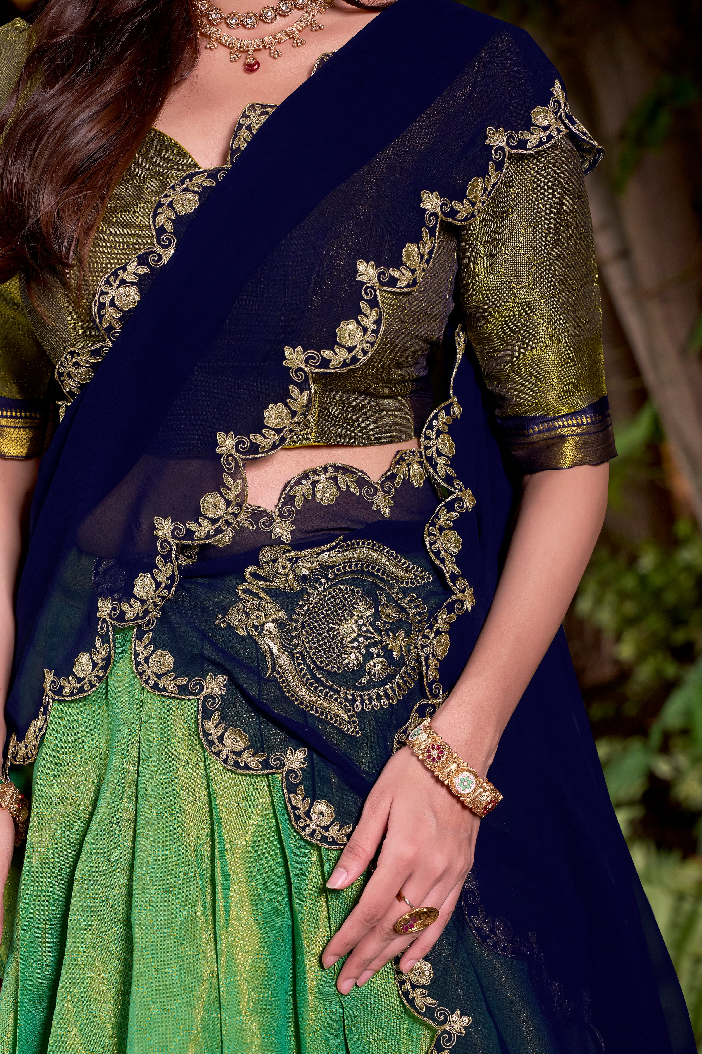 Kanchipuram Zari Weaving Lehenga With Georgette Dupatta