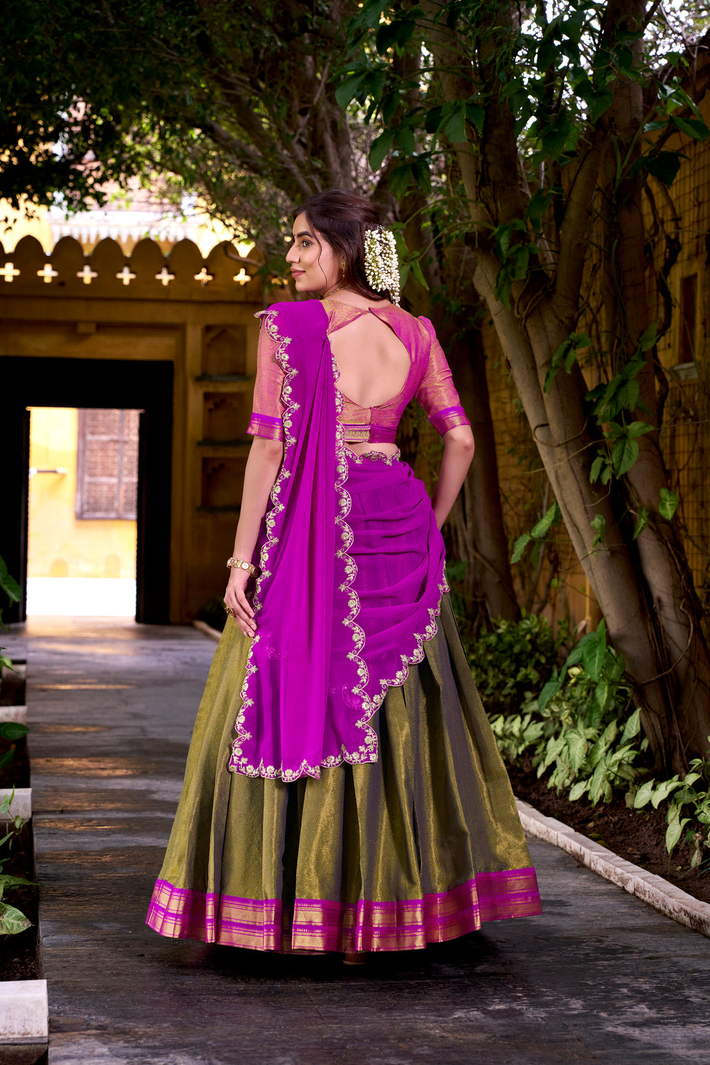 Kanchipuram Zari Weaving Lehenga With Georgette Dupatta