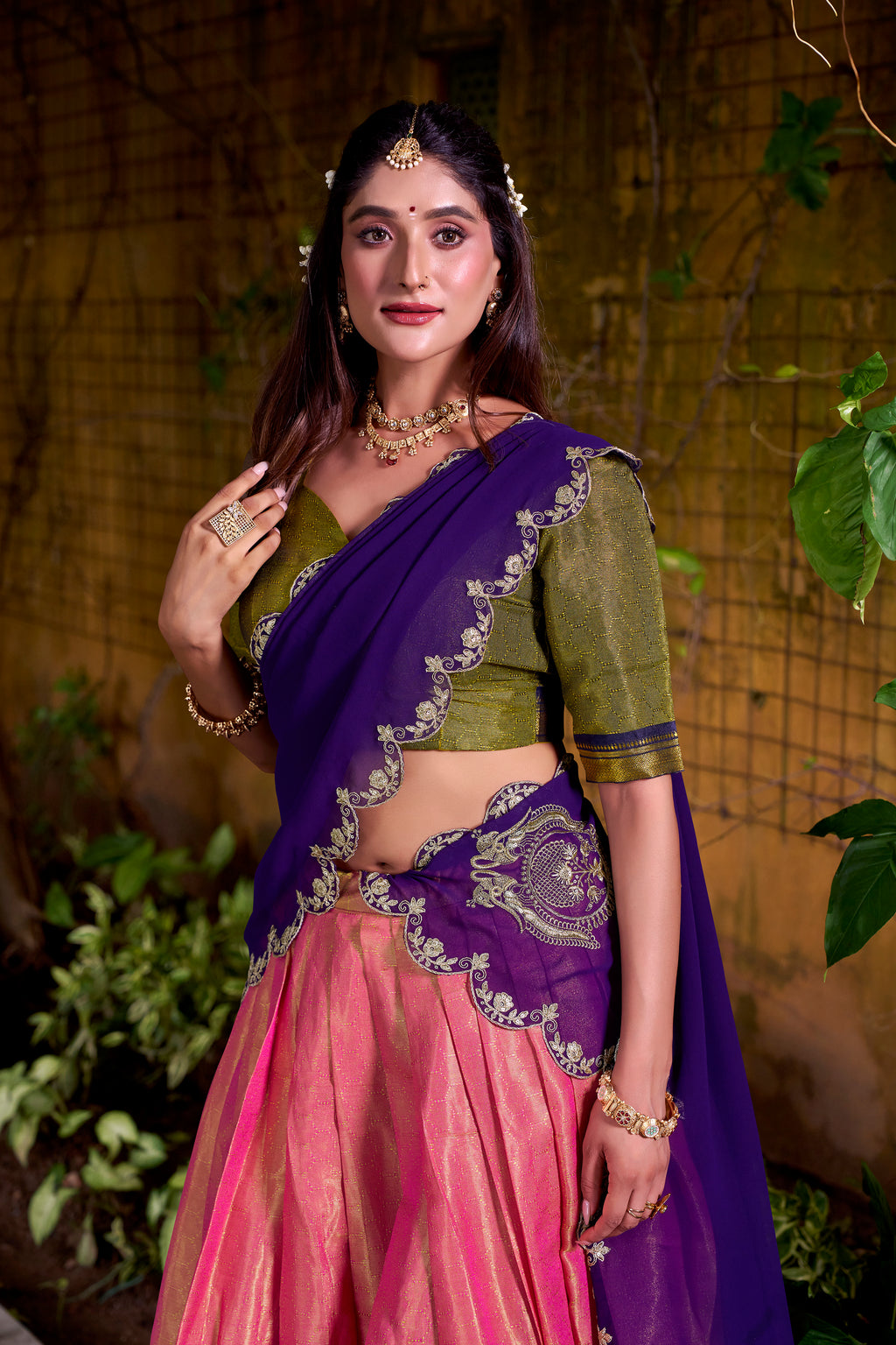 Kanchipuram Zari Weaving Lehenga With Georgette Dupatta