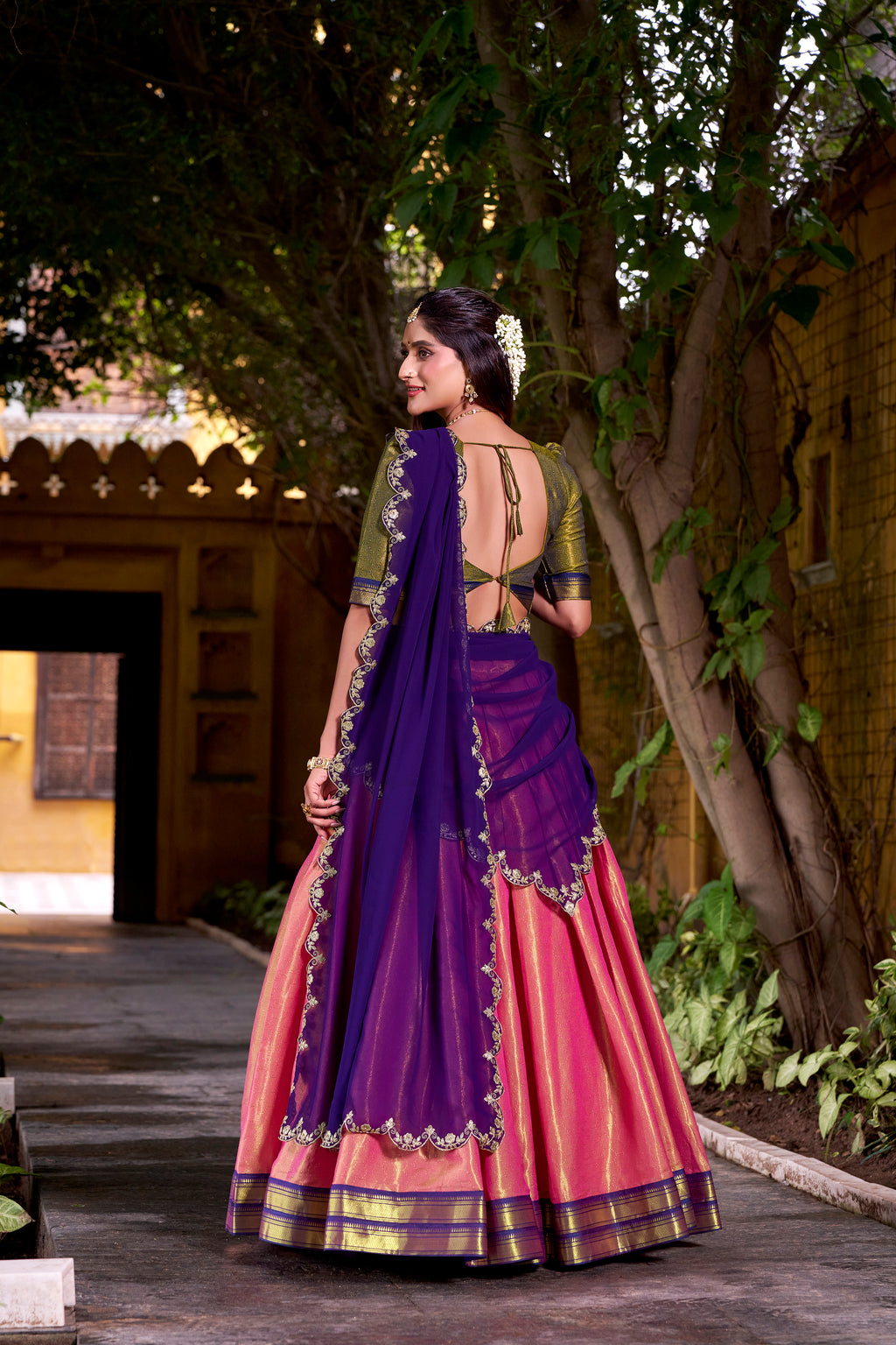 Kanchipuram Zari Weaving Lehenga With Georgette Dupatta