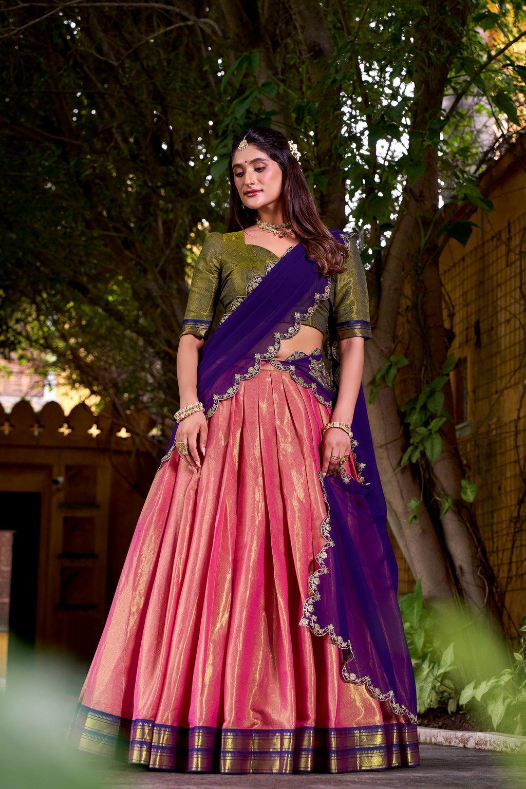 Kanchipuram Zari Weaving Lehenga With Georgette Dupatta