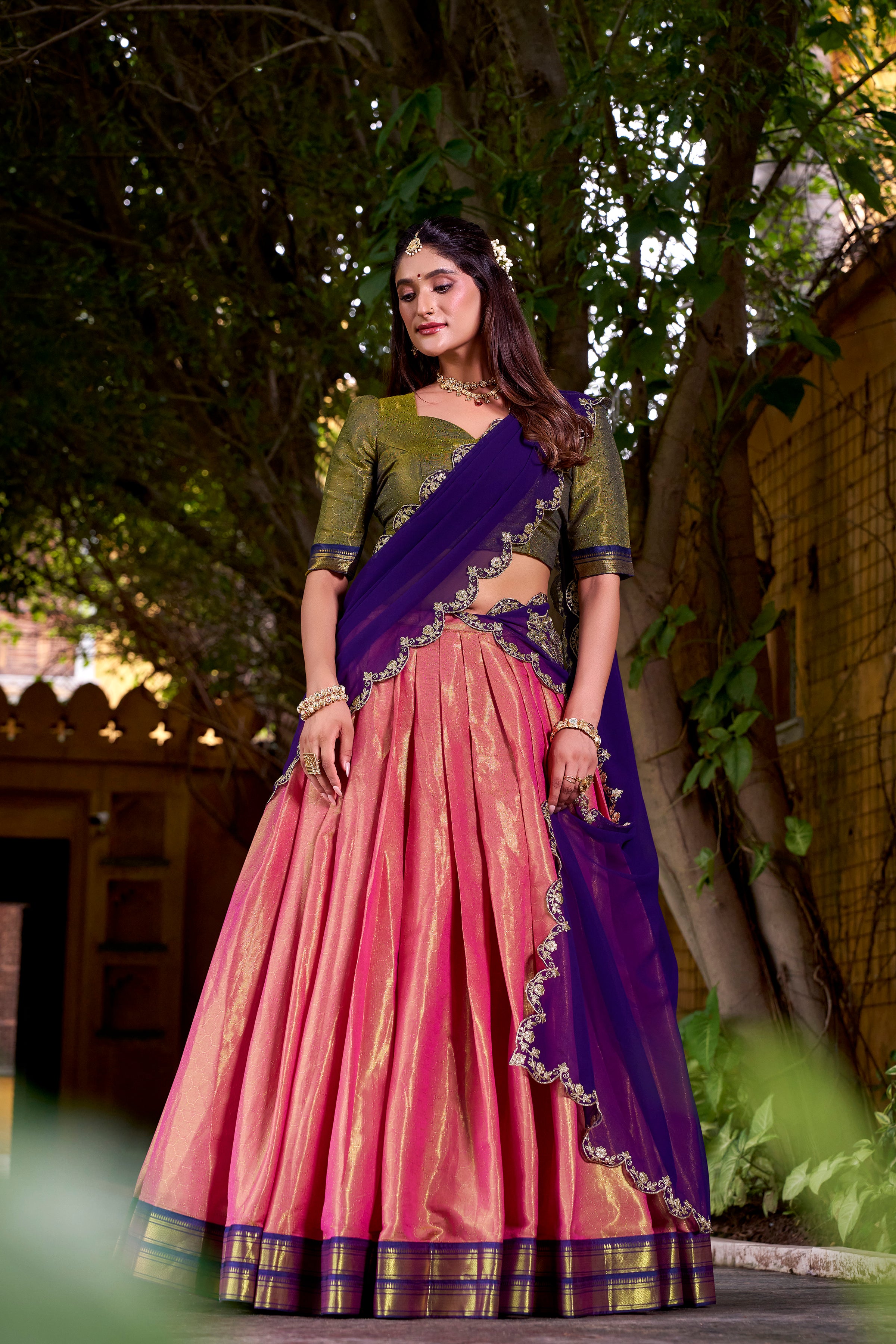 Kanchipuram Zari Weaving Lehenga With Georgette Dupatta