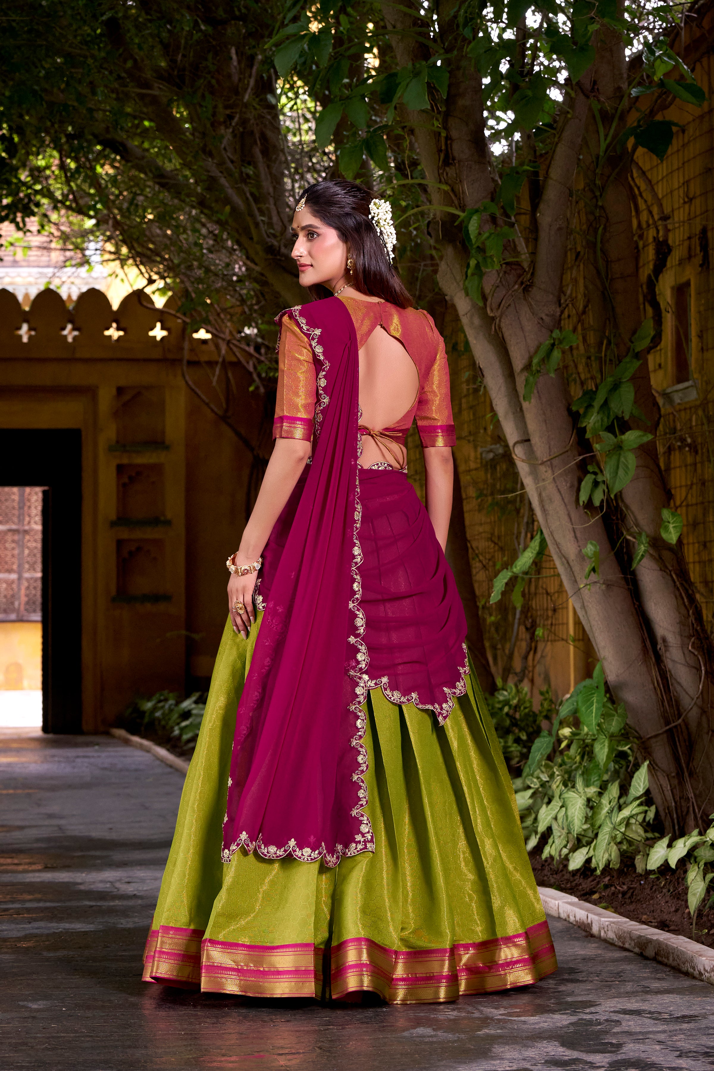 Kanchipuram Zari Weaving Lehenga With Georgette Dupatta