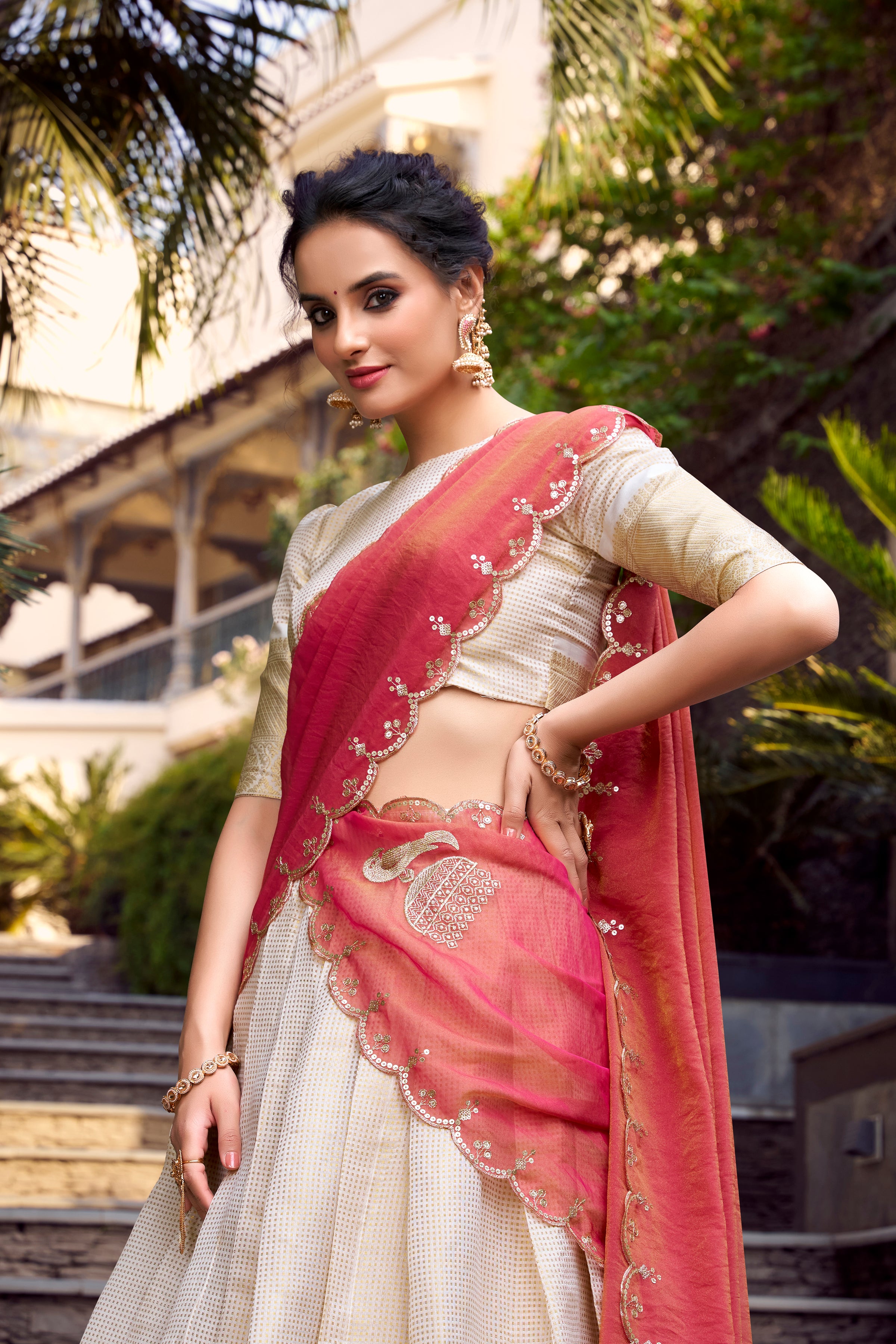 Jacquard Chex Lehenga For Women