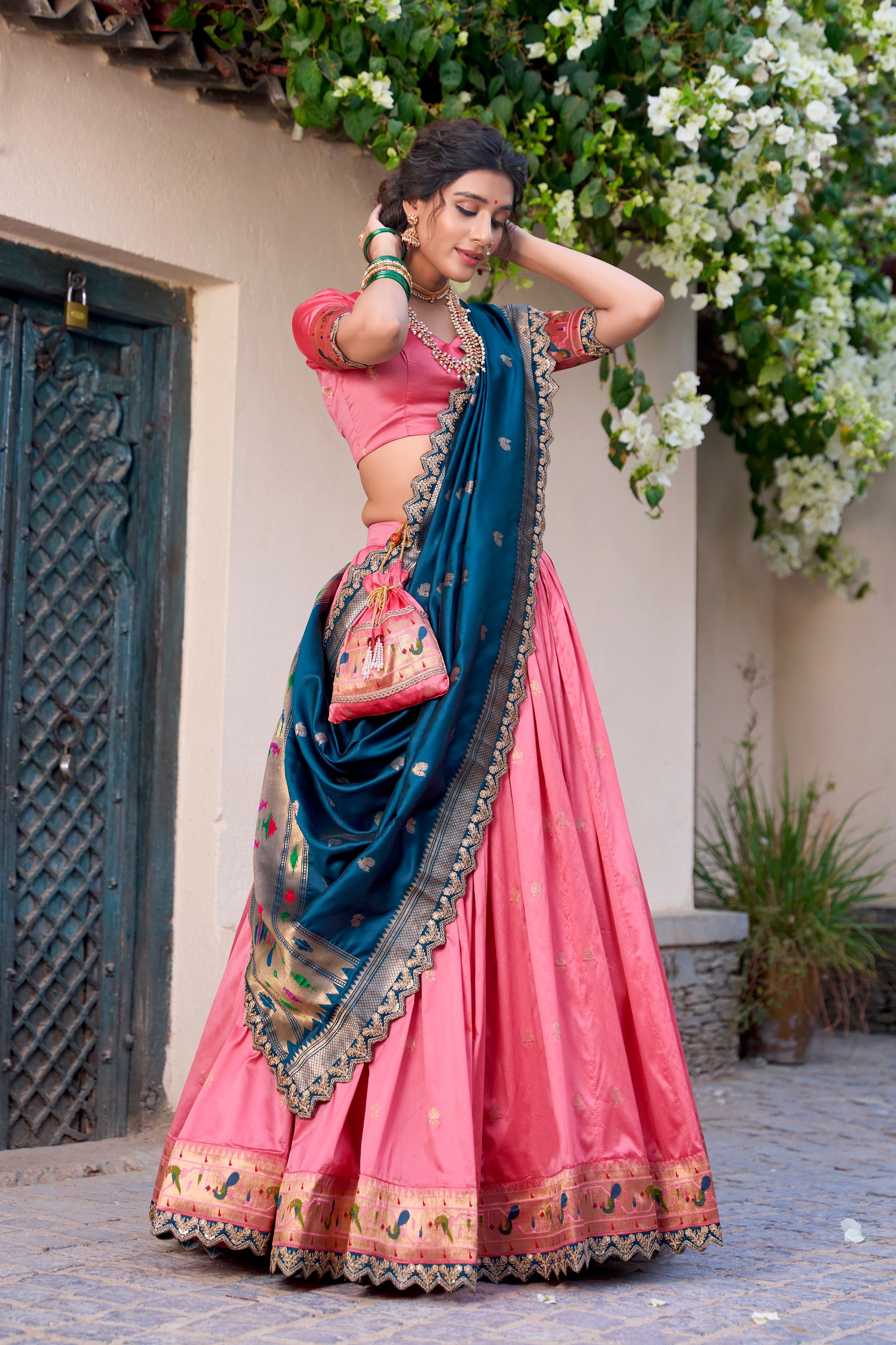 Jacquard Silk Zari Weaving Lehenga With Dupatta