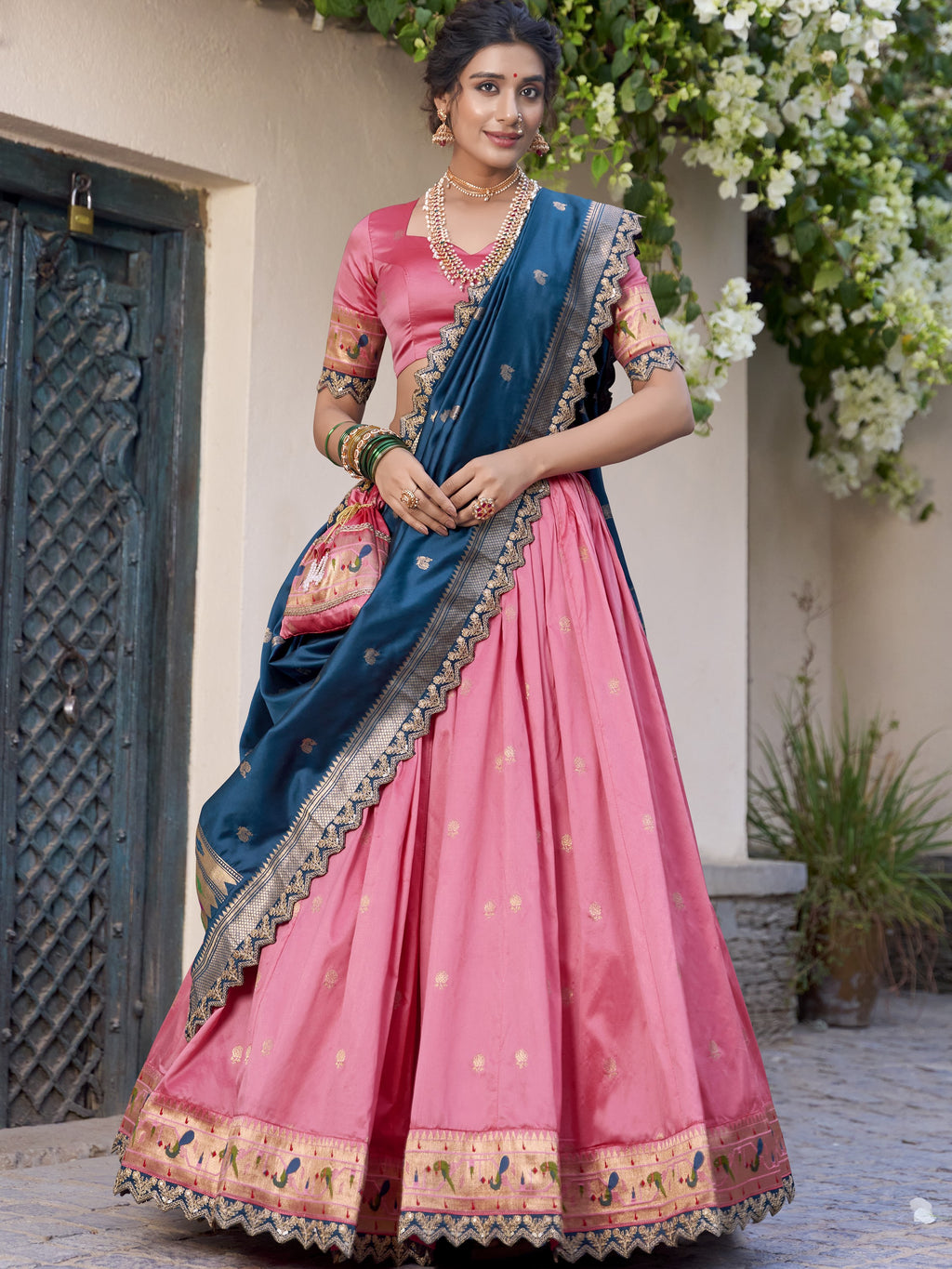 Jacquard Silk Zari Weaving Lehenga With Dupatta