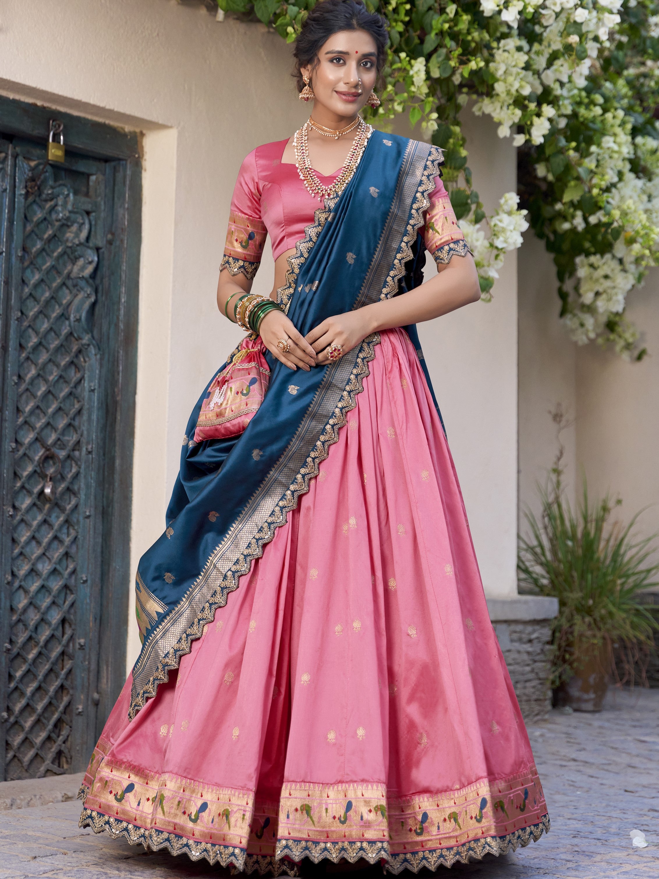 Jacquard Silk Zari Weaving Lehenga With Dupatta