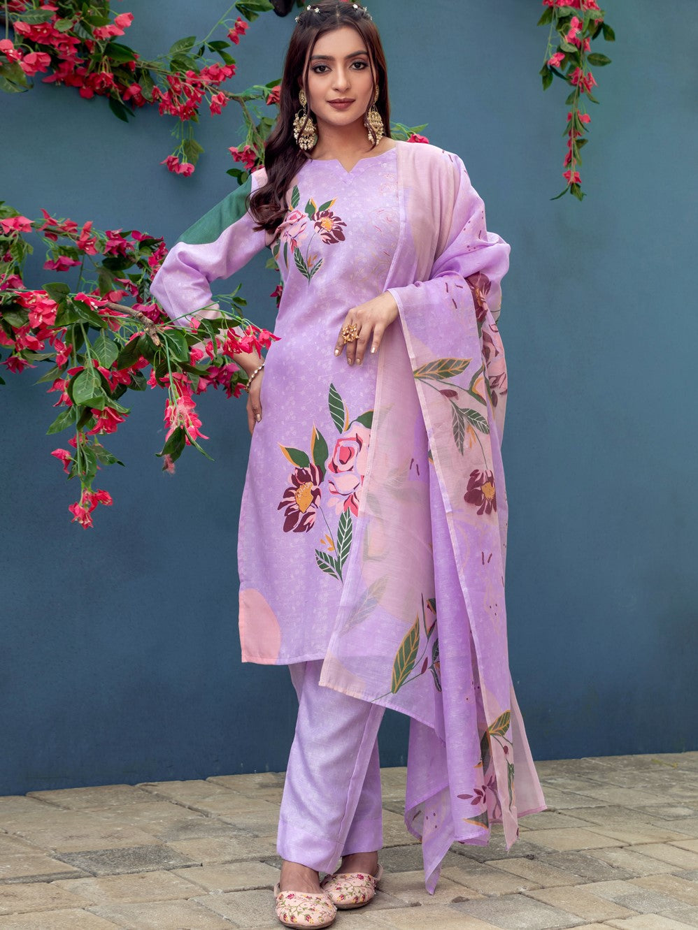 Cotton Printed Kurti-Pant With Dupatta