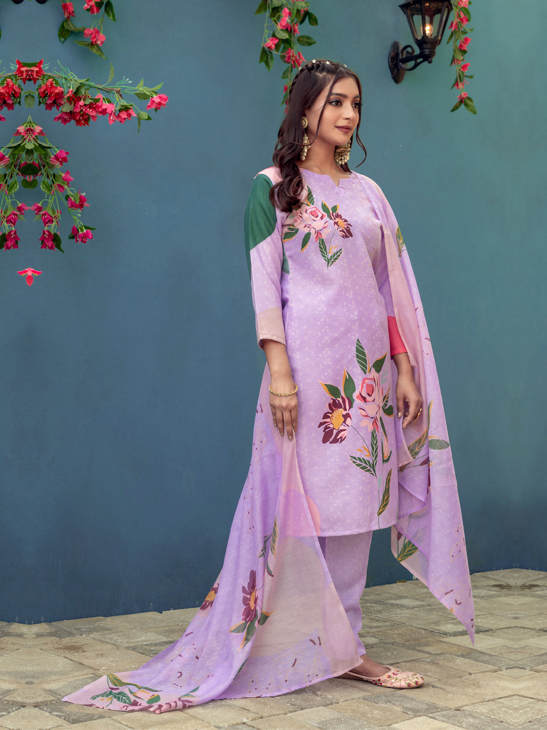 Cotton Printed Kurti-Pant With Dupatta