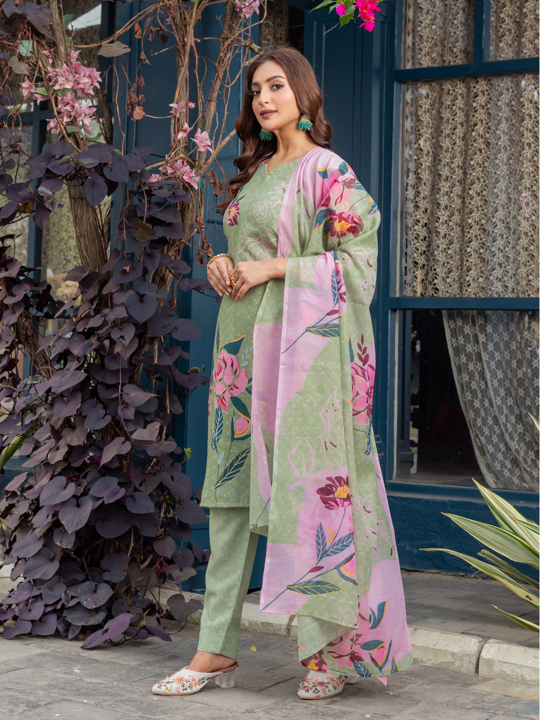 Cotton Printed Kurti-Pant With Dupatta