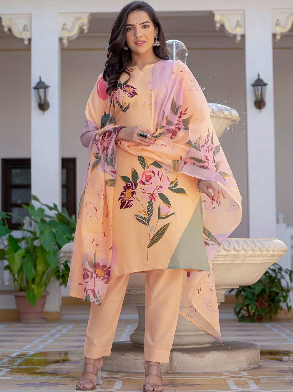 Cotton Printed Kurti-Pant With Dupatta