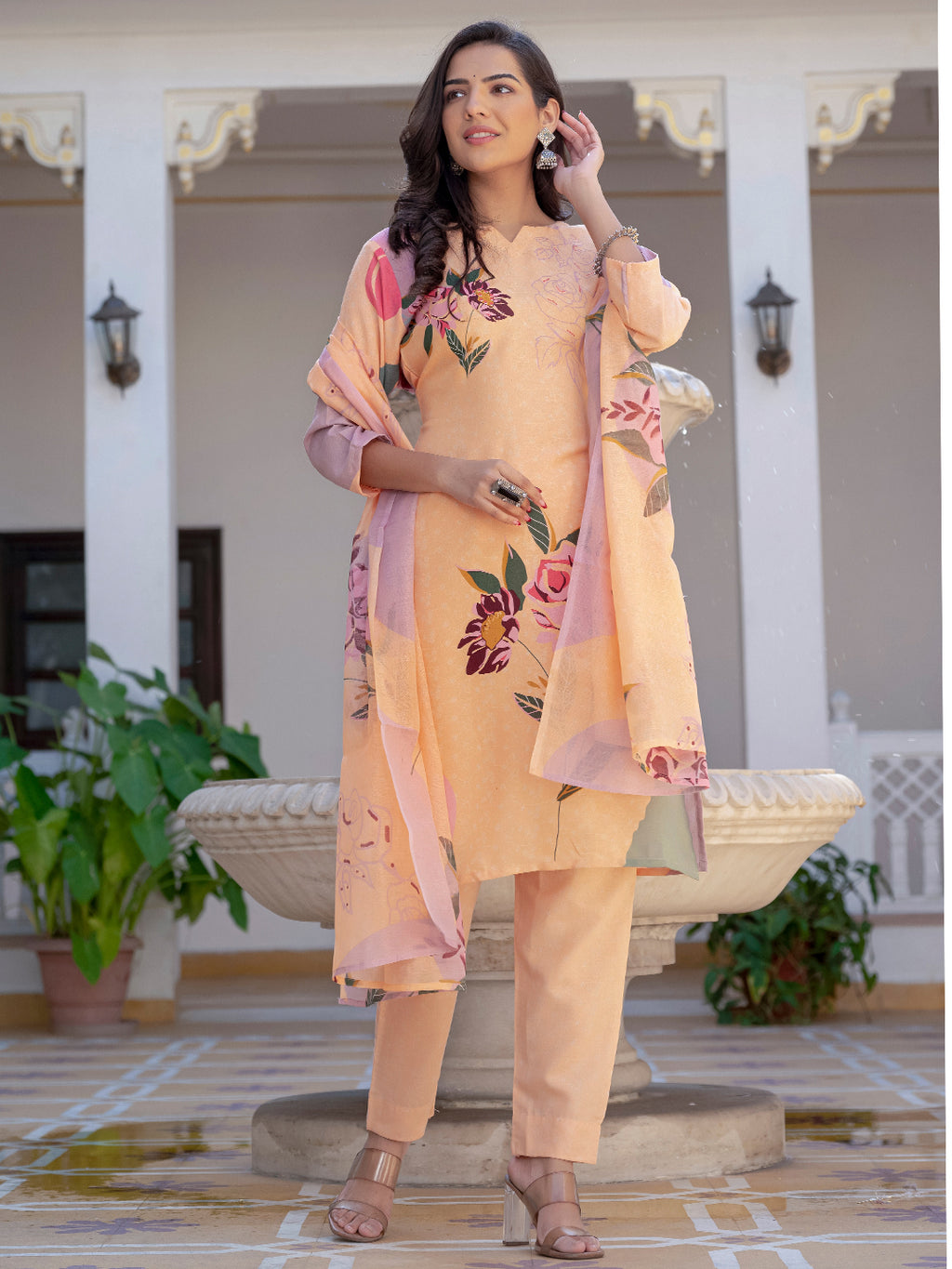 Cotton Printed Kurti-Pant With Dupatta