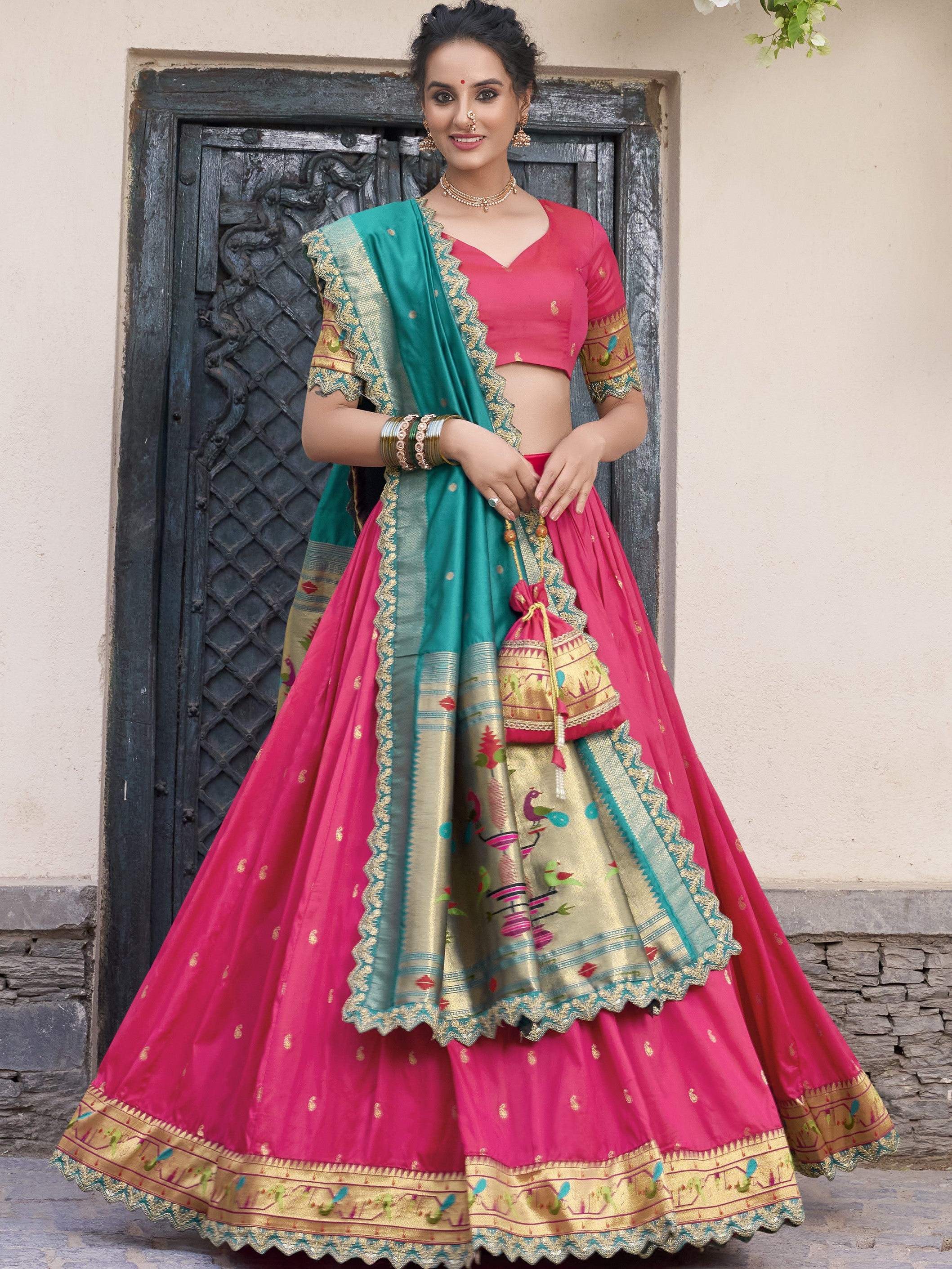Jacquard Silk Zari Weaving Lehenga With Dupatta