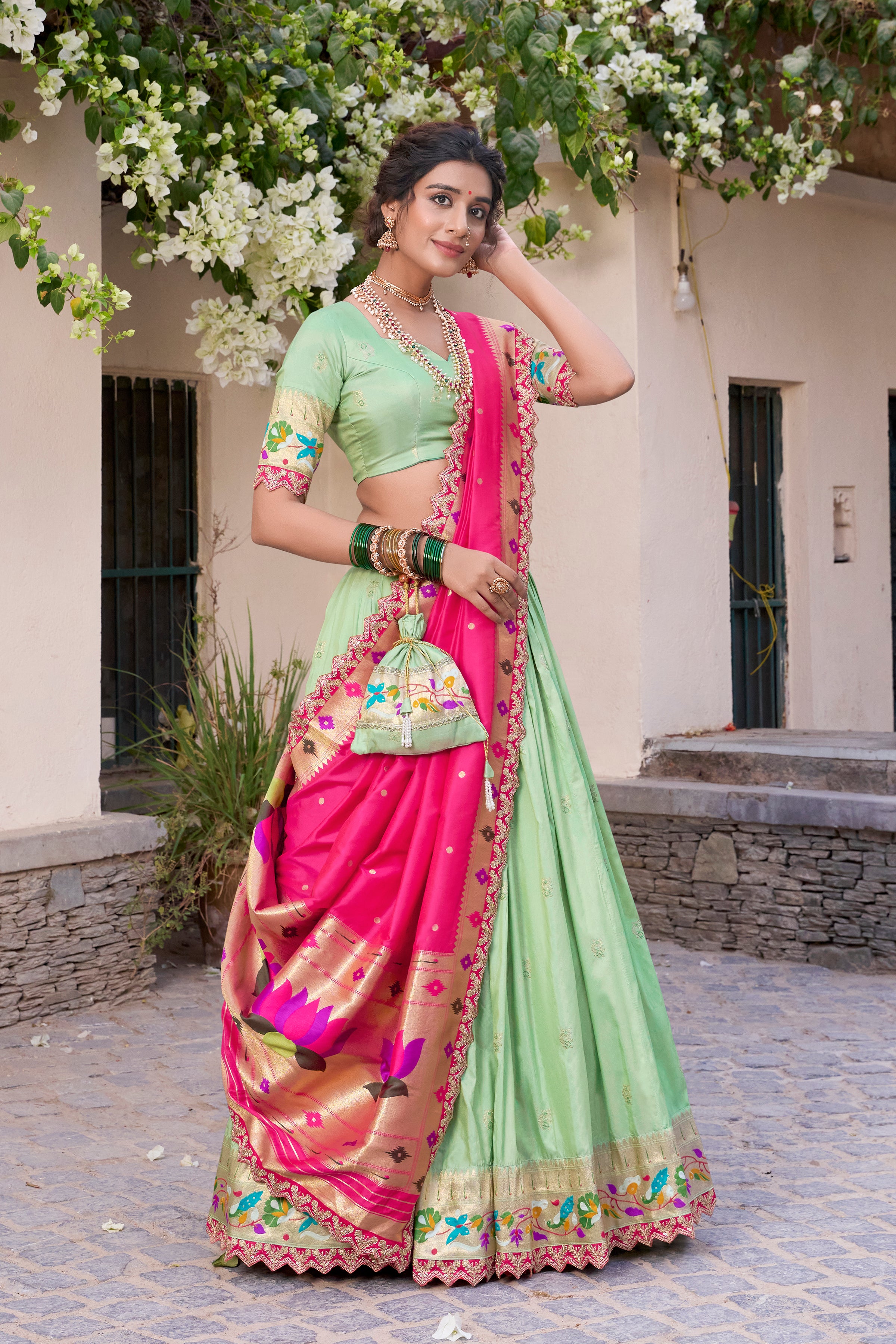 Jacquard Silk Zari Weaving Lehenga With Dupatta
