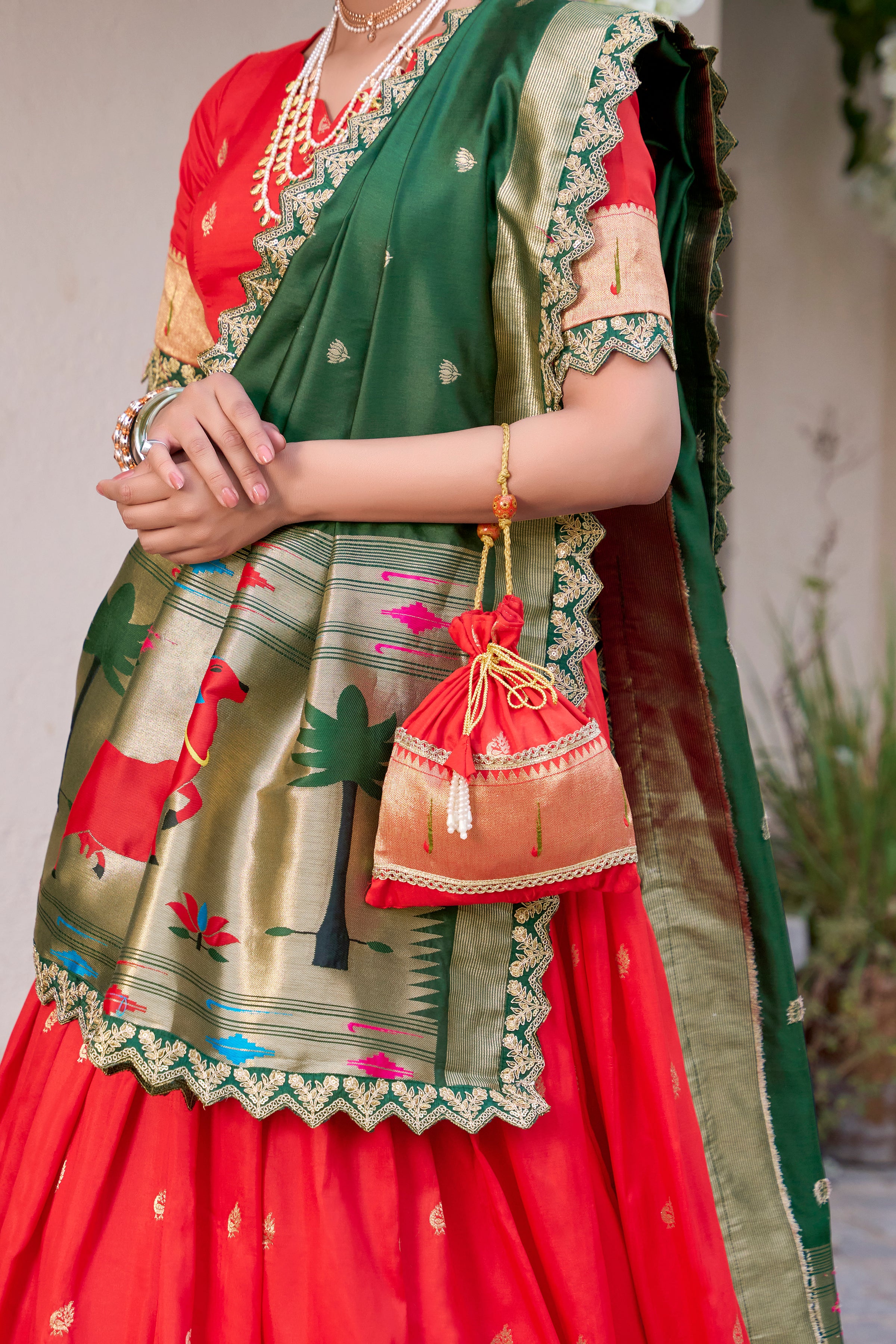 Jacquard Silk Zari Weaving Lehenga With Dupatta